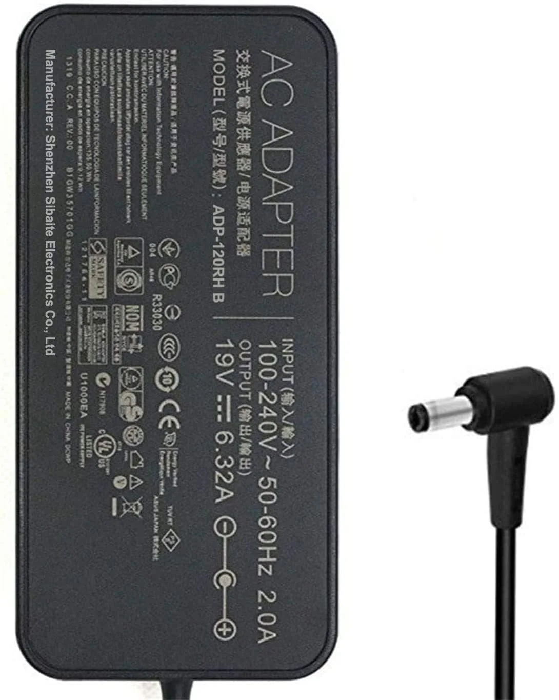 آداپتور شارژر لپ تاپ 120W ADP-120RH B,PA-1121-28,ADP-120ZB BB سازگار با ASUS ROG GL502 Q550LF N550JV F554LA GL551JM GL551JW Series، کانکتور منبع تغذیه لپ تاپ 5.5 * 2.5mm (19V 6.32A)