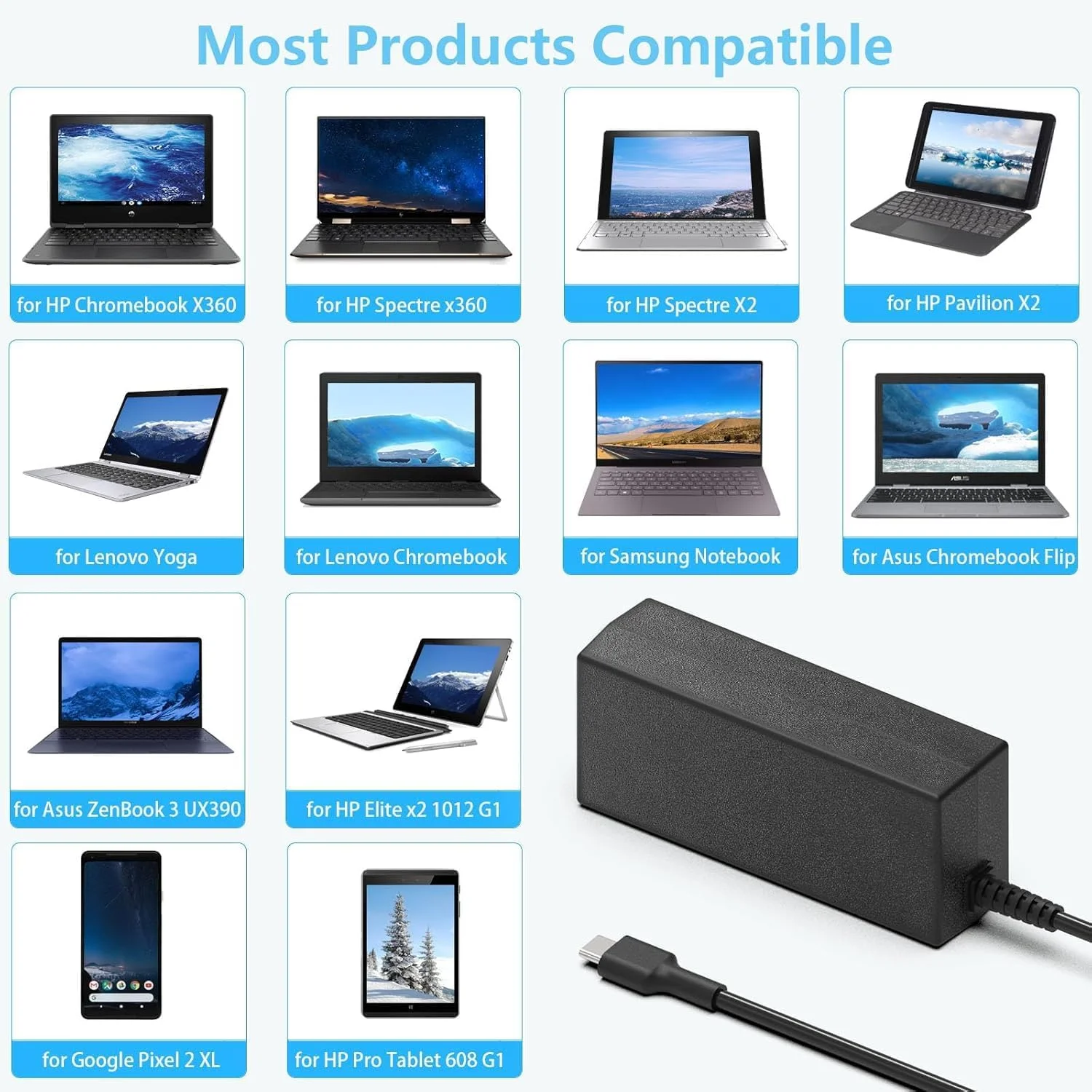 Hafiuege 45W Laptop Charger USB C, Type C Chromebook Charger Fast Laptop Charger Compatible with Lenovo HP Dell Acer Asus Google Samsung More Power Adapter Supply Cord Hafiuege 45W Laptop Charger USB C, Type C Chromebook Charger Fast Laptop Charger Compatible with Lenovo HP Dell Acer Asus Google Samsung More Power Adapter Supply Cord