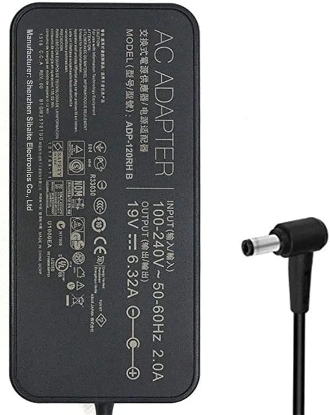 آداپتور شارژر لپ تاپ 120W ADP-120RH B,PA-1121-28,ADP-120ZB BB سازگار با سری های GL502 Q550LF N550JV F554LA GL551JM GL551JW، کانکتور منبع تغذیه لپ تاپ 5.5 * 2.5mm (19V 6.32A)