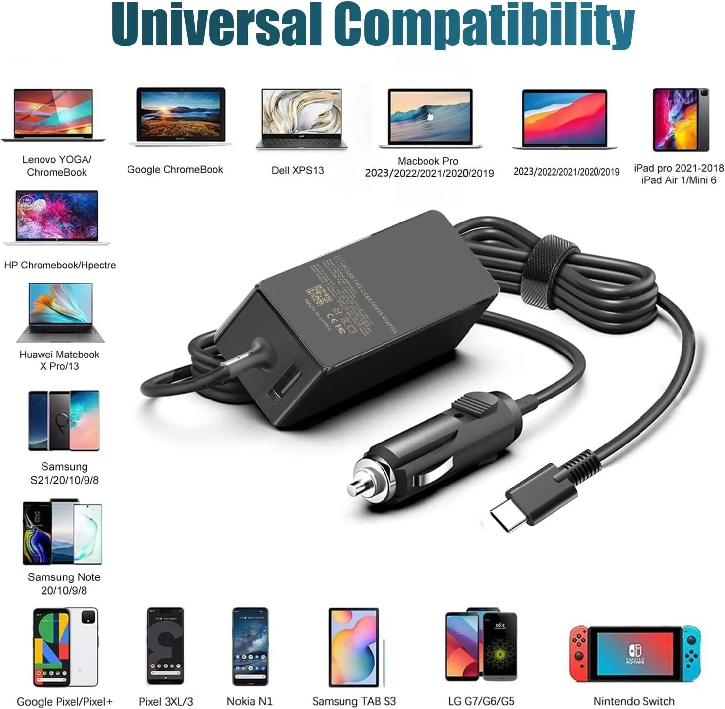 شارژر فندکی لپ تاپ 100 واتی USB C Fepprry برای Dell Latitude/Dell XPS، Lenovo Thinkpad/Yoga/IdeaPad، MacBook Pro/Air، HP Spectre/Elitebook، LG Gram، Samsung Acer Asus Chromebook، KT60W200325B3 شارژر فندکی لپ تاپ 100 واتی USB C Fepprry برای Dell Latitude/Dell XPS، Lenovo Thinkpad/Yoga/IdeaPad، MacBook Pro/Air، HP Spectre/Elitebook، LG Gram، Samsung Acer Asus Chromebook، KT60W200325B3
