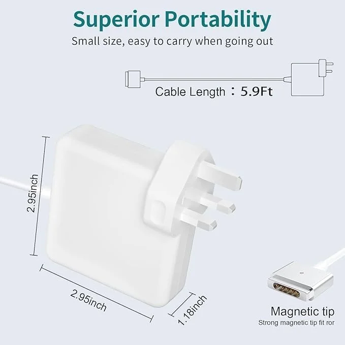 شارژر سریع و مطمئن T-Tip برای مکبوک – آداپتور برق 85W/60W/45W با کابل 2 متری برای مکبوک ایر و پرو (85W) شارژر سریع و مطمئن T-Tip برای مکبوک – آداپتور برق 85W/60W/45W با کابل 2 متری برای مکبوک ایر و پرو (85W)