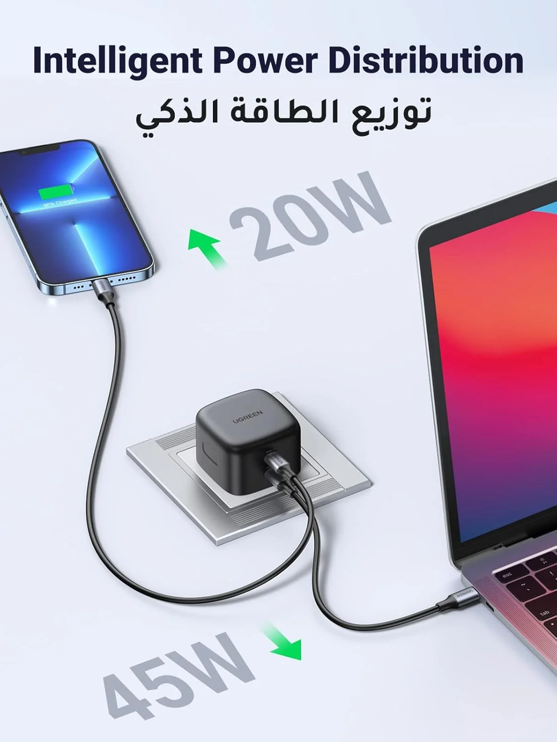 شارژر 65 واتی UGREEN Nexode Type C، آداپتور برق لپ تاپ 2 پورت تاشو GaN، دوشاخه شارژ سریع دیواری USB سازگار برای MacBook Air، HP، Dell، iPad Pro، iPhone 16، Galaxy S25 S24 Ultra شارژر 65 واتی UGREEN Nexode Type C، آداپتور برق لپ تاپ 2 پورت تاشو GaN، دوشاخه شارژ سریع دیواری USB سازگار برای MacBook Air، HP، Dell، iPad Pro، iPhone 16، Galaxy S25 S24 Ultra