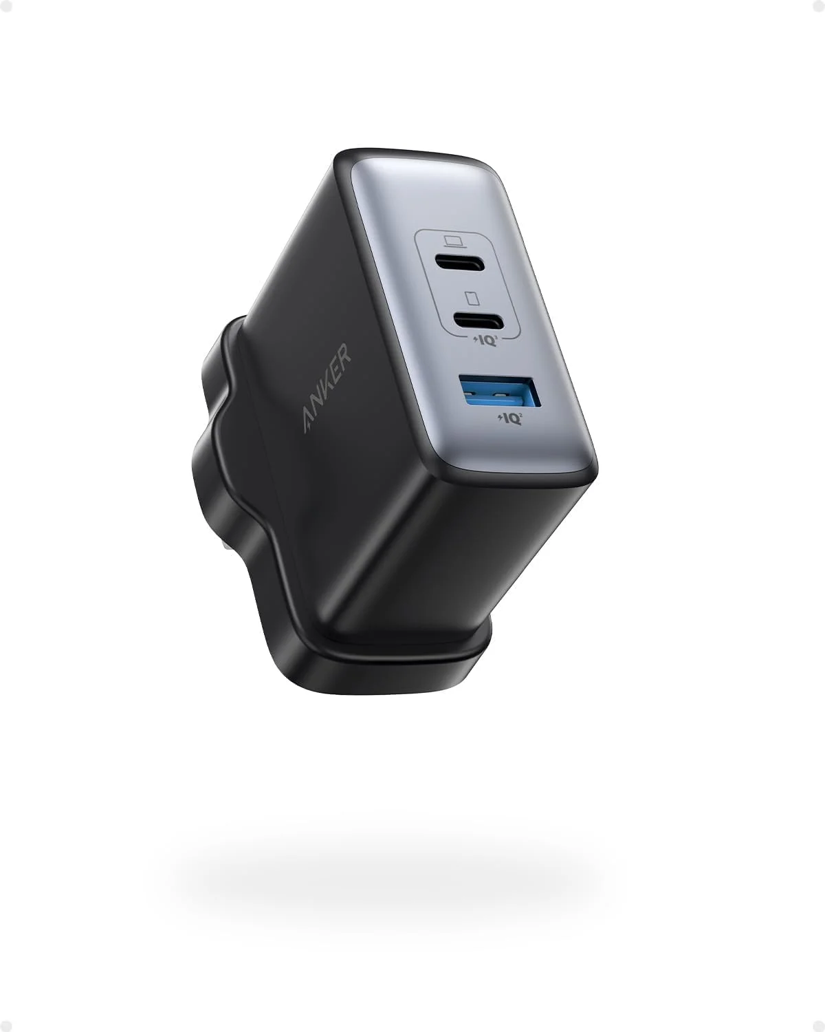 شارژر 100 واتی USB C انکر، شارژر 736 GaN II، شارژر دیواری فشرده سریع 3 پورت برای MacBook Pro/Air، سری iPhone 17/16/15/14، ThinkPad، Dell XPS، iPad Pro، Samsung S25/S24، Huawei، Xiaomi، Vivo