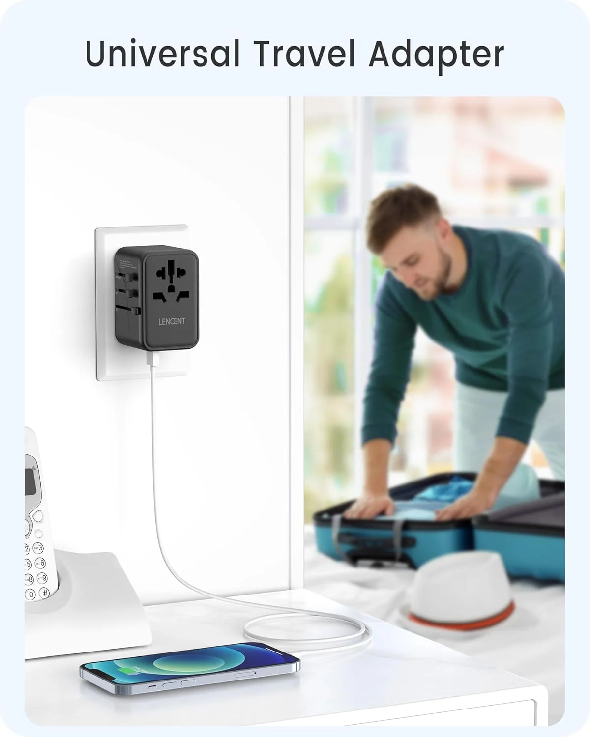 آداپتور مسافرتی جهانی LENCENT، شارژر بین المللی GaN III 65W با 2 پورت USB و 3 آداپتور شارژ سریع USB-C PD، شارژر دیواری جهانی برای آیفون، تبلت ها، لپ تاپ ها، نوع A/C/G/I (ایالات متحده آمریکا/انگلستان/اتحادیه اروپا/استرالیا) آداپتور مسافرتی جهانی LENCENT، شارژر بین المللی GaN III 65W با 2 پورت USB و 3 آداپتور شارژ سریع USB-C PD، شارژر دیواری جهانی برای آیفون، تبلت ها، لپ تاپ ها، نوع A/C/G/I (ایالات متحده آمریکا/انگلستان/اتحادیه اروپا/استرالیا)
