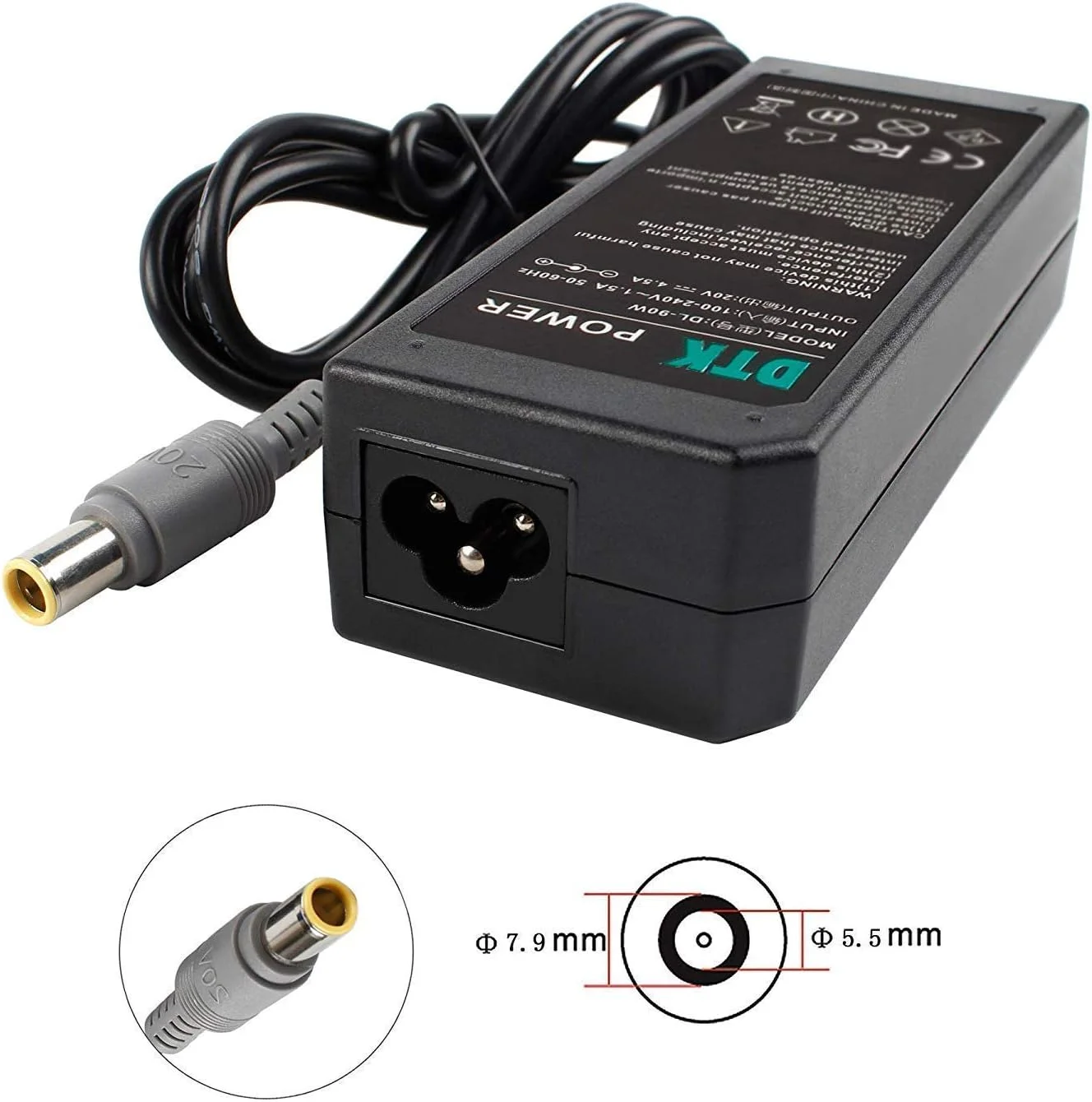 شارژر لپ تاپ 90 وات DTK 20V 4.5A برای لنوو Thinkpad IdeaPad، سیم برق کامپیوتر نوت بوک، آداپتور AC سری t410 t420 t430 x220، کانکتور: 7.9 x 5.5mm