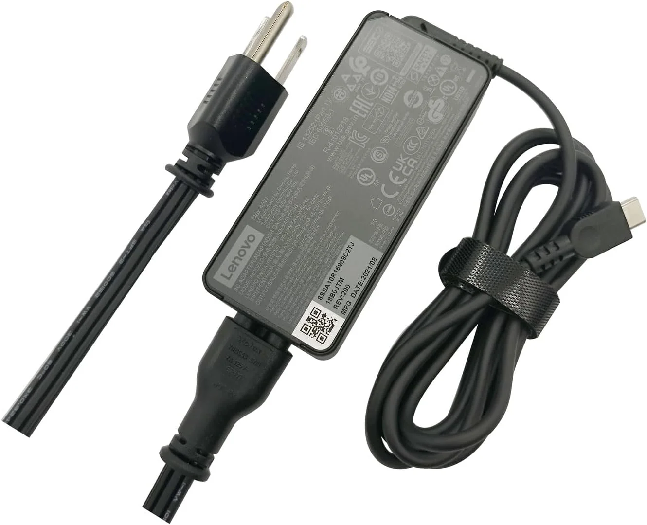 شارژر لپ تاپ لنوو 45 وات USB Type C (USB-C) آداپتور برق AC - Chromebook Duet 3 (11")، Yoga 6 (13" AMD) 2 در 1، 100e (نسل دوم) (11.6") لپ تاپ، مشکی، ADLX45YCC3G