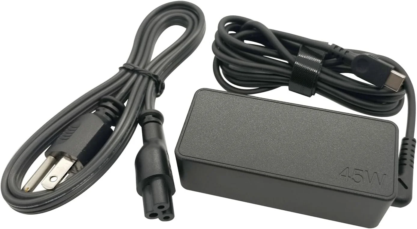 شارژر لپ تاپ لنوو 45 وات USB Type C (USB-C) آداپتور برق AC - Chromebook Duet 3 (11")، Yoga 6 (13" AMD) 2 در 1، 100e (نسل دوم) (11.6") لپ تاپ، مشکی، ADLX45YCC3G