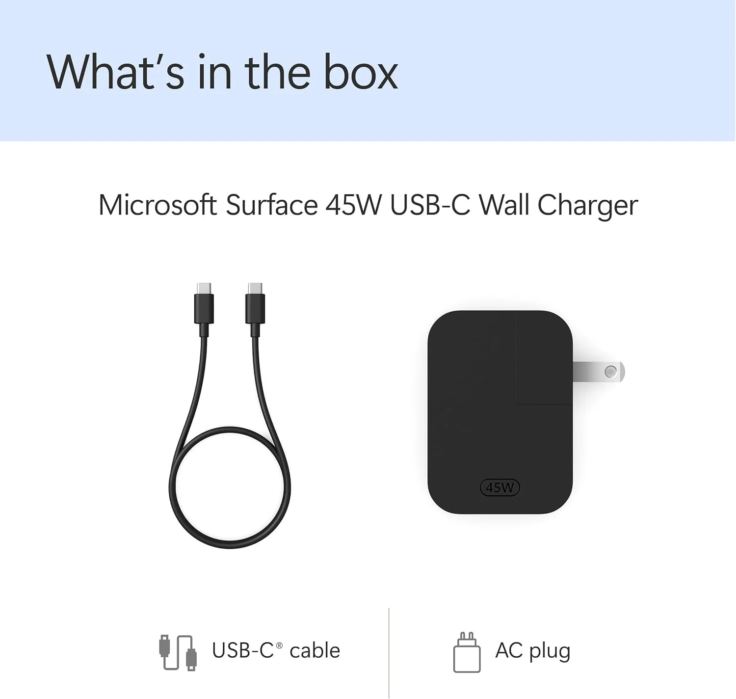 منبع تغذیه 45 واتی USB-C سرفیس - مشکی منبع تغذیه 45 واتی USB-C سرفیس - مشکی