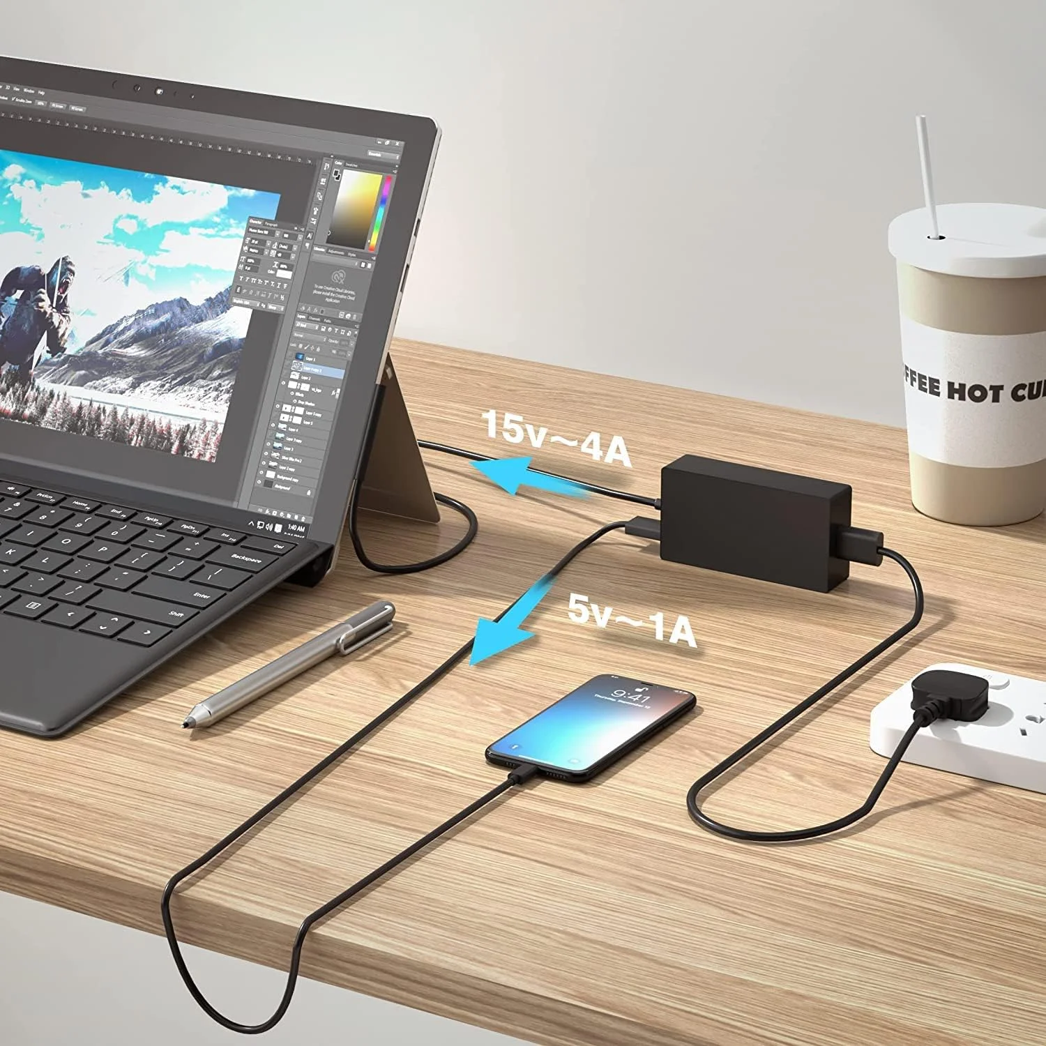 آداپتور شارژر 65 وات VINSOC 15V/4A سازگار با لپ تاپ/تبلت مایکروسافت Surface Pro 3/4/5/6/7/8/X، Surface Go و Surface Book با پورت شارژ USB آداپتور شارژر 65 وات VINSOC 15V/4A سازگار با لپ تاپ/تبلت مایکروسافت Surface Pro 3/4/5/6/7/8/X، Surface Go و Surface Book با پورت شارژ USB