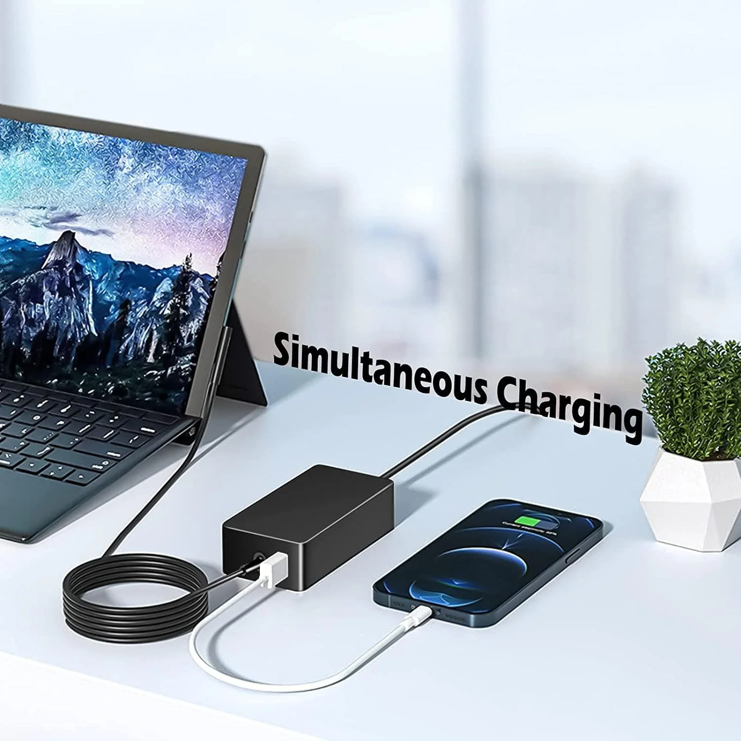 آداپتور شارژر 65 وات VINSOC 15V/4A سازگار با لپ تاپ/تبلت مایکروسافت Surface Pro 3/4/5/6/7/8/X، Surface Go و Surface Book با پورت شارژ USB آداپتور شارژر 65 وات VINSOC 15V/4A سازگار با لپ تاپ/تبلت مایکروسافت Surface Pro 3/4/5/6/7/8/X، Surface Go و Surface Book با پورت شارژ USB