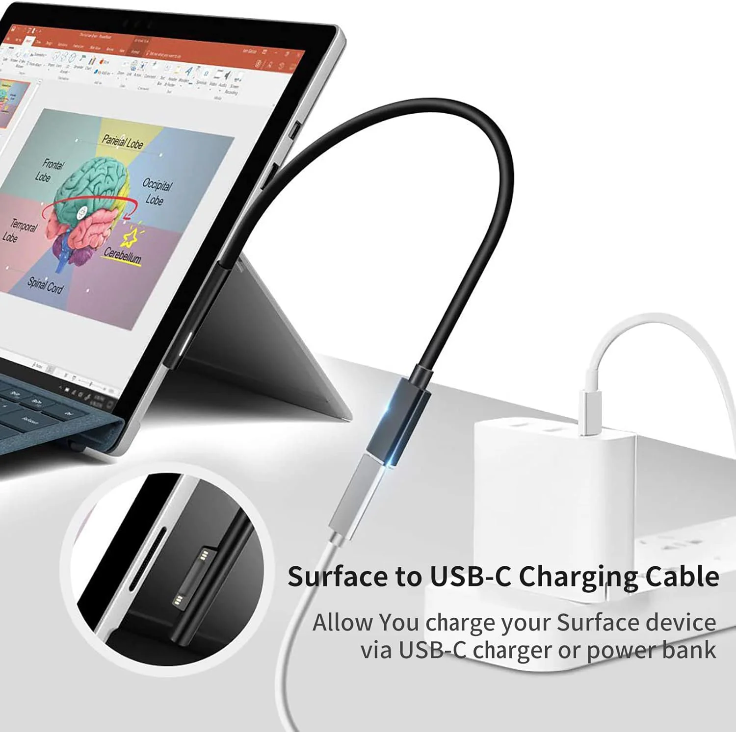کابل شارژ سطحی به USB C سیسفی (USB-C مادگی، 20 سانتی متر)، سازگار با Microsoft Surface Pro 7/6/5/4/3 Go3/2/1 Laptop4/3/2/1، نیاز به شارژر USB-C 45W 15V/3A دارد کابل شارژ سطحی به USB C سیسفی (USB-C مادگی، 20 سانتی متر)، سازگار با Microsoft Surface Pro 7/6/5/4/3 Go3/2/1 Laptop4/3/2/1، نیاز به شارژر USB-C 45W 15V/3A دارد