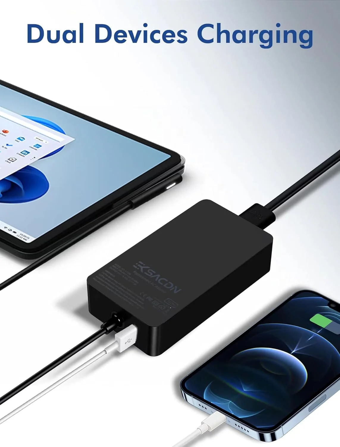 آداپتور شارژ سطحی KSACDN، 102 وات 15 ولت 6.33 آمپر برای Microsoft Surface Book 2/3، Pro X/9/8/7/6، Laptop 2/3/4، Studio، همراه با سیم برق و پورت USB آداپتور شارژ سطحی KSACDN، 102 وات 15 ولت 6.33 آمپر برای Microsoft Surface Book 2/3، Pro X/9/8/7/6، Laptop 2/3/4، Studio، همراه با سیم برق و پورت USB