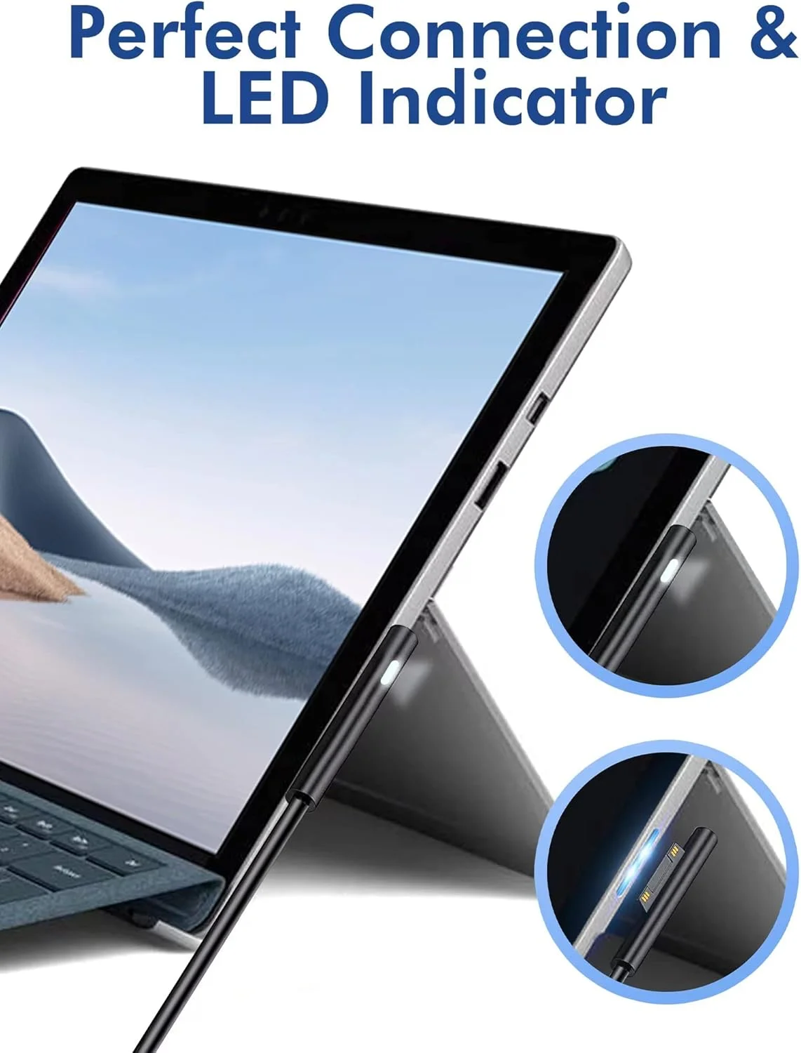 آداپتور شارژ سطحی KSACDN، 102 وات 15 ولت 6.33 آمپر برای Microsoft Surface Book 2/3، Pro X/9/8/7/6، Laptop 2/3/4، Studio، همراه با سیم برق و پورت USB آداپتور شارژ سطحی KSACDN، 102 وات 15 ولت 6.33 آمپر برای Microsoft Surface Book 2/3، Pro X/9/8/7/6، Laptop 2/3/4، Studio، همراه با سیم برق و پورت USB