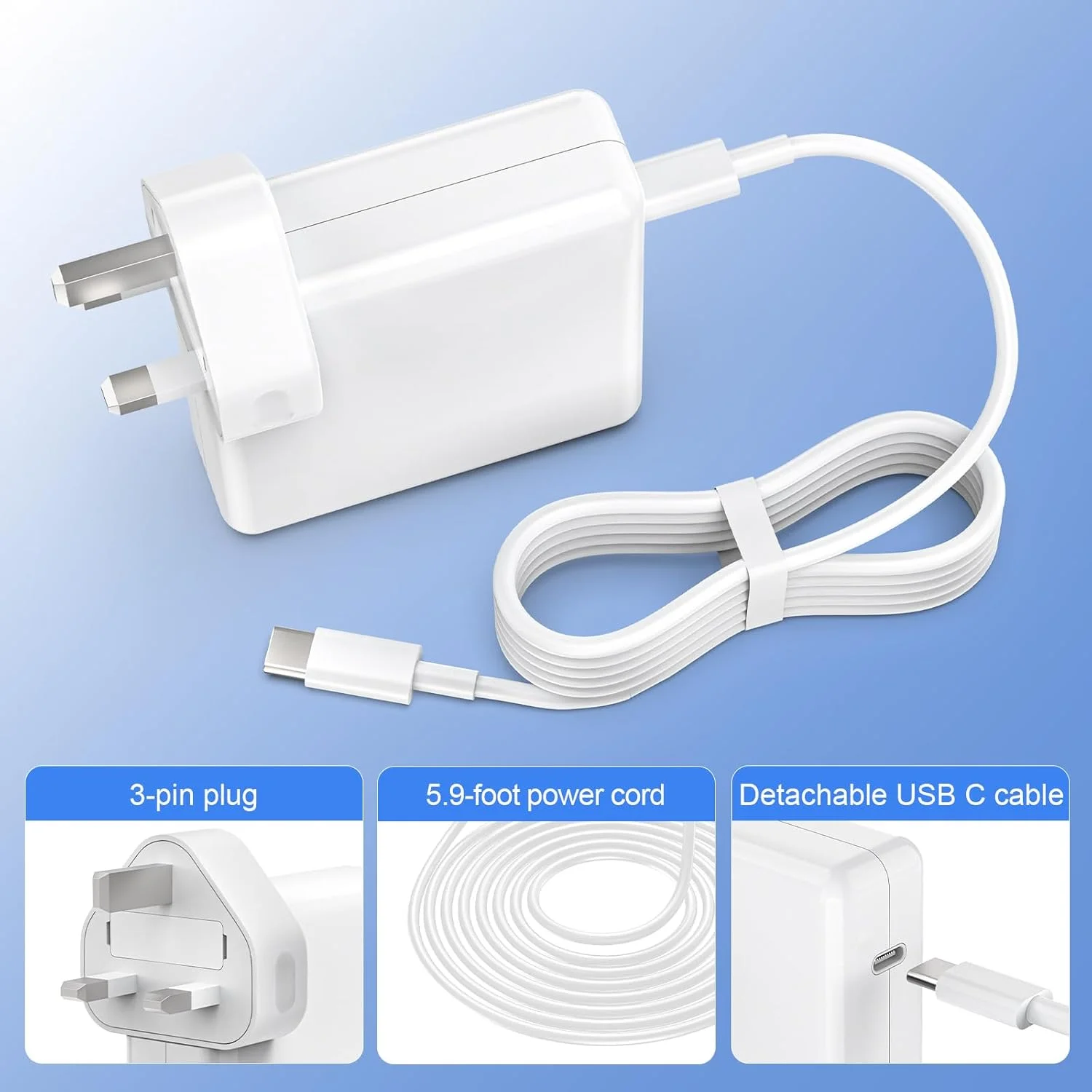 شارژر 96 واتی USB C جیپوفو سازگار با مک بوک پرو 13/14/16 اینچی 2025-2020، مک بوک ایر 13/15 اینچی 2025-2019، آیپد پرو/ایر 13، 12.9، 11 اینچی و سایر آداپتورهای برق Type-C شارژر 96 واتی USB C جیپوفو سازگار با مک بوک پرو 13/14/16 اینچی 2025-2020، مک بوک ایر 13/15 اینچی 2025-2019، آیپد پرو/ایر 13، 12.9، 11 اینچی و سایر آداپتورهای برق Type-C
