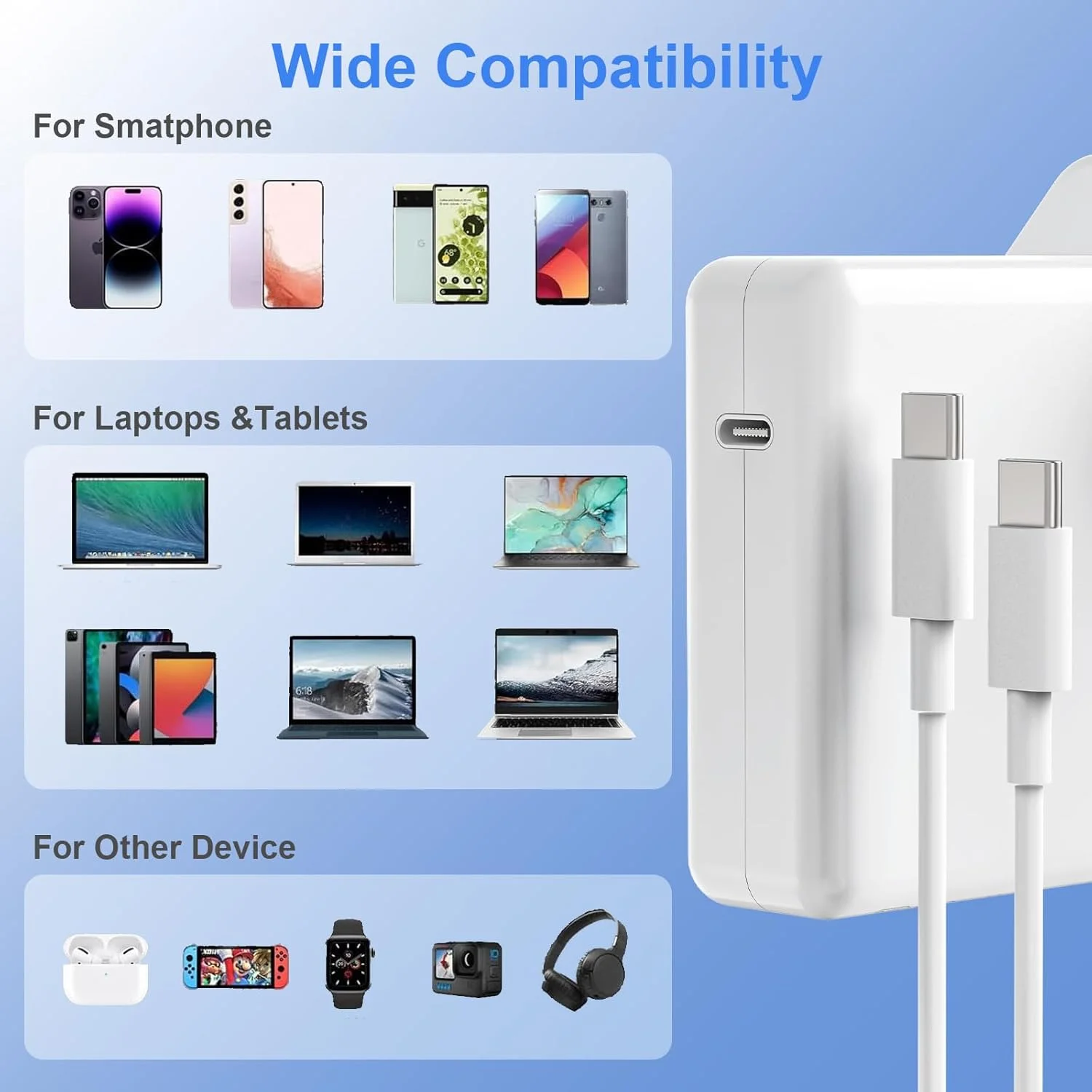شارژر 96 واتی USB C جیپوفو سازگار با مک بوک پرو 13/14/16 اینچی 2025-2020، مک بوک ایر 13/15 اینچی 2025-2019، آیپد پرو/ایر 13، 12.9، 11 اینچی و سایر آداپتورهای برق Type-C شارژر 96 واتی USB C جیپوفو سازگار با مک بوک پرو 13/14/16 اینچی 2025-2020، مک بوک ایر 13/15 اینچی 2025-2019، آیپد پرو/ایر 13، 12.9، 11 اینچی و سایر آداپتورهای برق Type-C