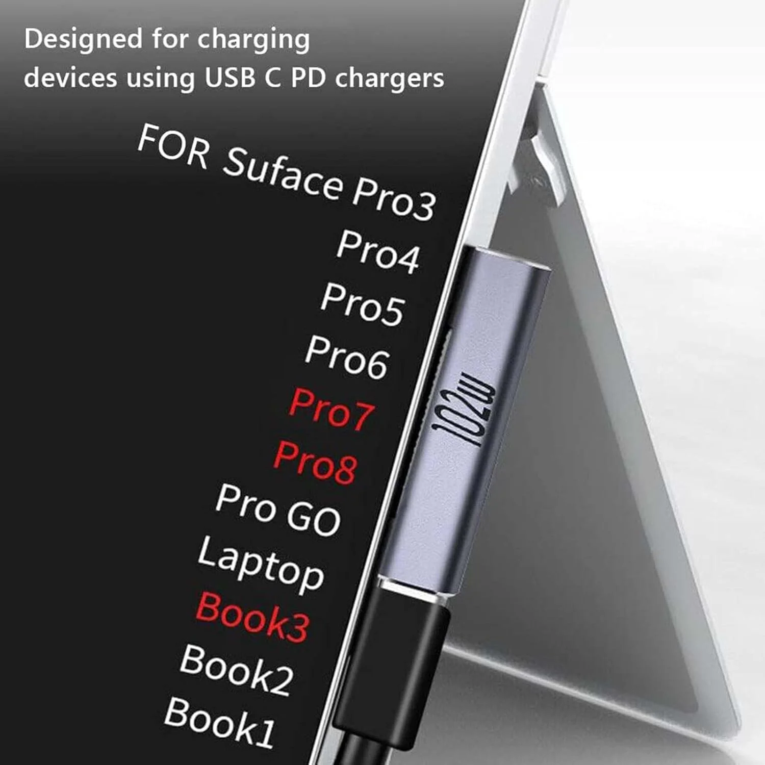 آداپتور تبدیل Microsoft Surface Connect به Type-C ماده Wisfunlly، کابل شارژر 120W PD 15V-3A/6.8A سازگار با Microsoft Surface Pro، Surface Book، Surface Laptop آداپتور تبدیل Microsoft Surface Connect به Type-C ماده Wisfunlly، کابل شارژر 120W PD 15V-3A/6.8A سازگار با Microsoft Surface Pro، Surface Book، Surface Laptop