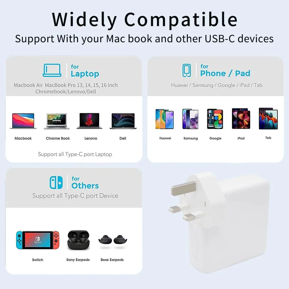 آداپتور شارژر لپ تاپ 61W/67W LZUMWS، 20V 3A USB C برای MacBook Pro 13/Air A1706 A1708 A1718، برای سوییچ، برای MacBook 12 اینچ، برای ADP-230EB T، برای Google Chromebook، برای iPad Pro 11 اینچ به همراه دستمال پولیش آداپتور شارژر لپ تاپ 61W/67W LZUMWS، 20V 3A USB C برای MacBook Pro 13/Air A1706 A1708 A1718، برای سوییچ، برای MacBook 12 اینچ، برای ADP-230EB T، برای Google Chromebook، برای iPad Pro 11 اینچ به همراه دستمال پولیش