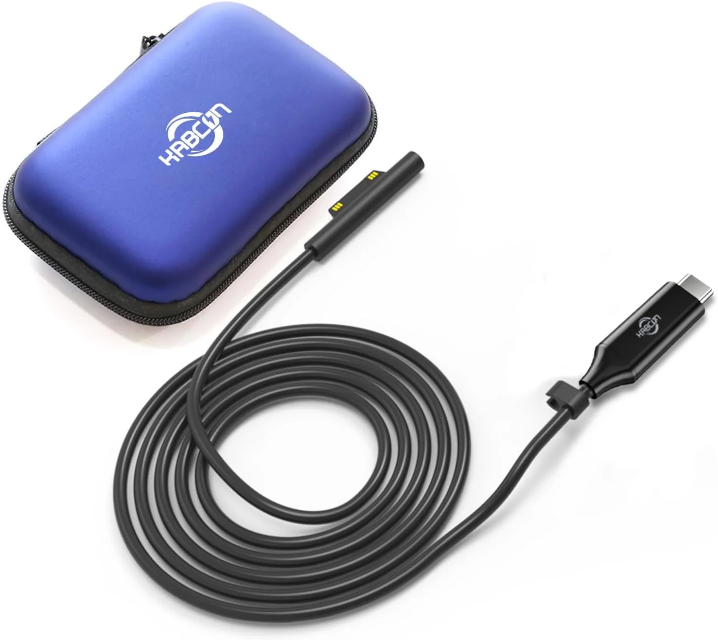 کابل شارژ KABCON Surface Connect به USB C برای Microsoft Surface Pro 7 6 5 4 3، Surface Go 3 2 1، Surface Laptop 4 3 2 1، سازگار با شارژر 45W 15V 3A USB-C (طول 1.5 متر و کیف مسافرتی)