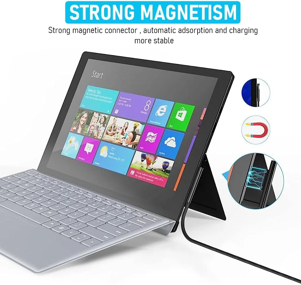 کابل شارژ سریع USB C ELEPHANTBOAT® برای سرفیس لپ تاپ، کابل برق مغناطیسی 5.9 فوتی سازگار با سرفیس پرو 7/6/5/4/3، گو 2 لپ تاپ 1/2/3 آداپتور شارژر 45 وات 15 ولت/3 آمپر کابل شارژ سریع USB C ELEPHANTBOAT® برای سرفیس لپ تاپ، کابل برق مغناطیسی 5.9 فوتی سازگار با سرفیس پرو 7/6/5/4/3، گو 2 لپ تاپ 1/2/3 آداپتور شارژر 45 وات 15 ولت/3 آمپر
