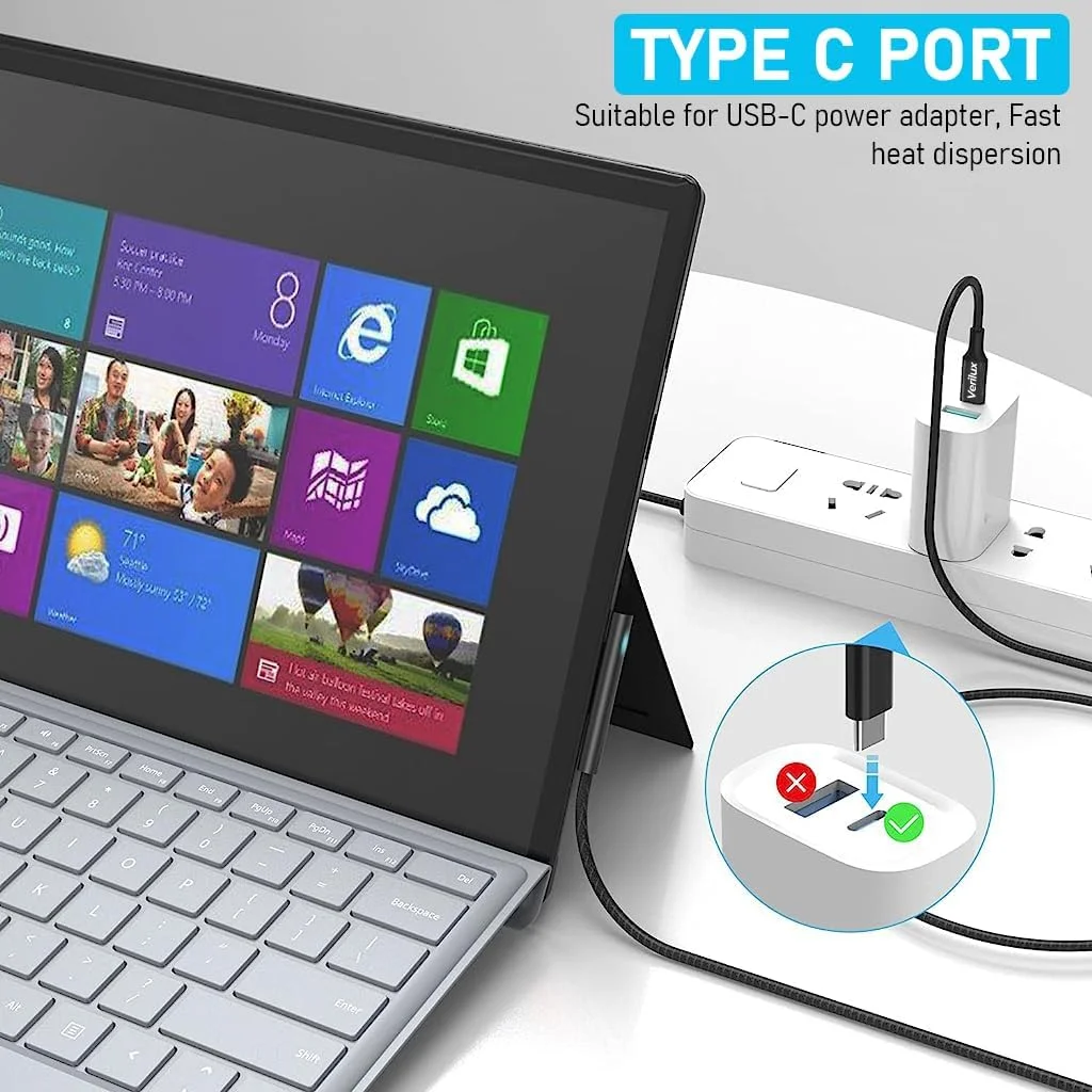 کابل شارژ سریع USB C ELEPHANTBOAT® برای سرفیس لپ تاپ، کابل برق مغناطیسی 5.9 فوتی سازگار با سرفیس پرو 7/6/5/4/3، گو 2 لپ تاپ 1/2/3 آداپتور شارژر 45 وات 15 ولت/3 آمپر کابل شارژ سریع USB C ELEPHANTBOAT® برای سرفیس لپ تاپ، کابل برق مغناطیسی 5.9 فوتی سازگار با سرفیس پرو 7/6/5/4/3، گو 2 لپ تاپ 1/2/3 آداپتور شارژر 45 وات 15 ولت/3 آمپر