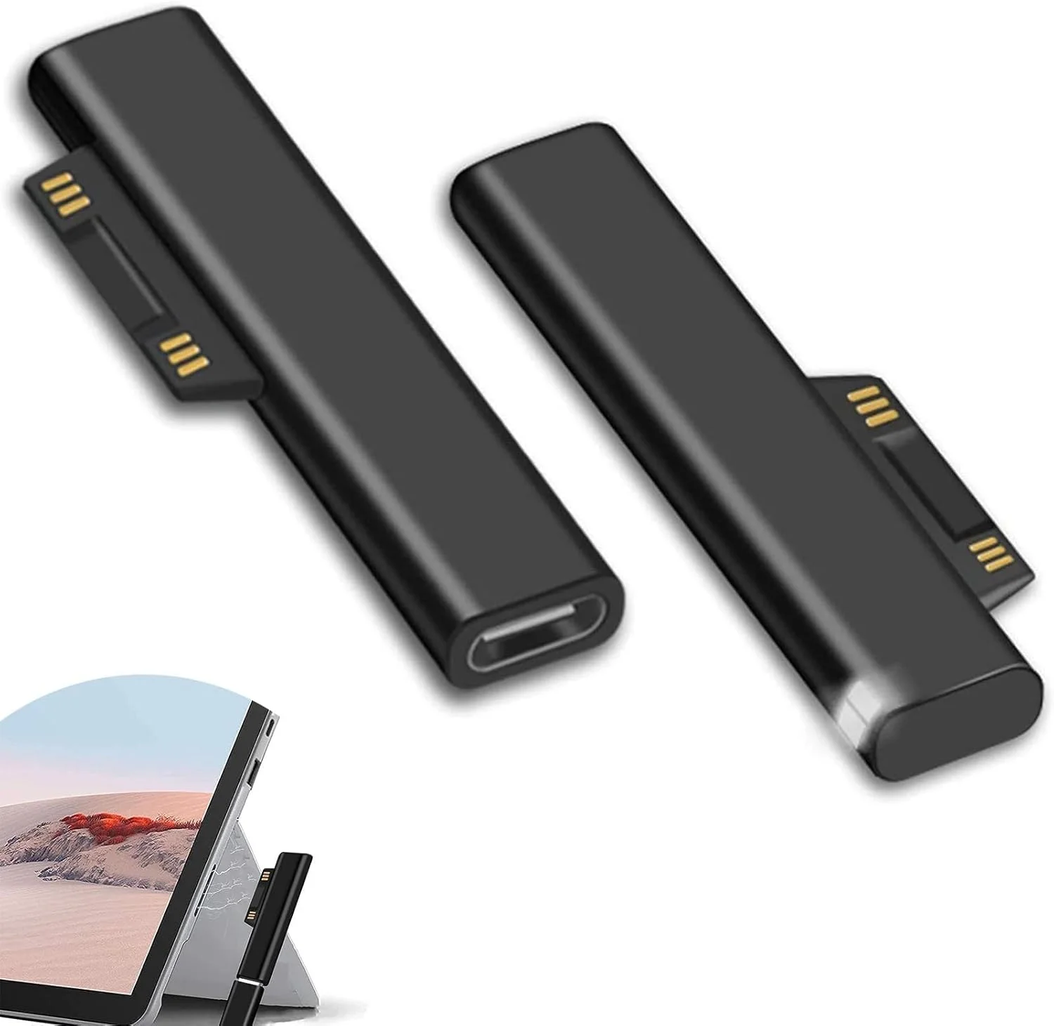 آداپتور شارژ 2 عددی Surface Connect به USB C، آداپتور مغناطیسی، کانکتور شارژ C مناسب برای Microsoft Surface Pro 3/4/5/6 Pro GO Laptop Book 1/2