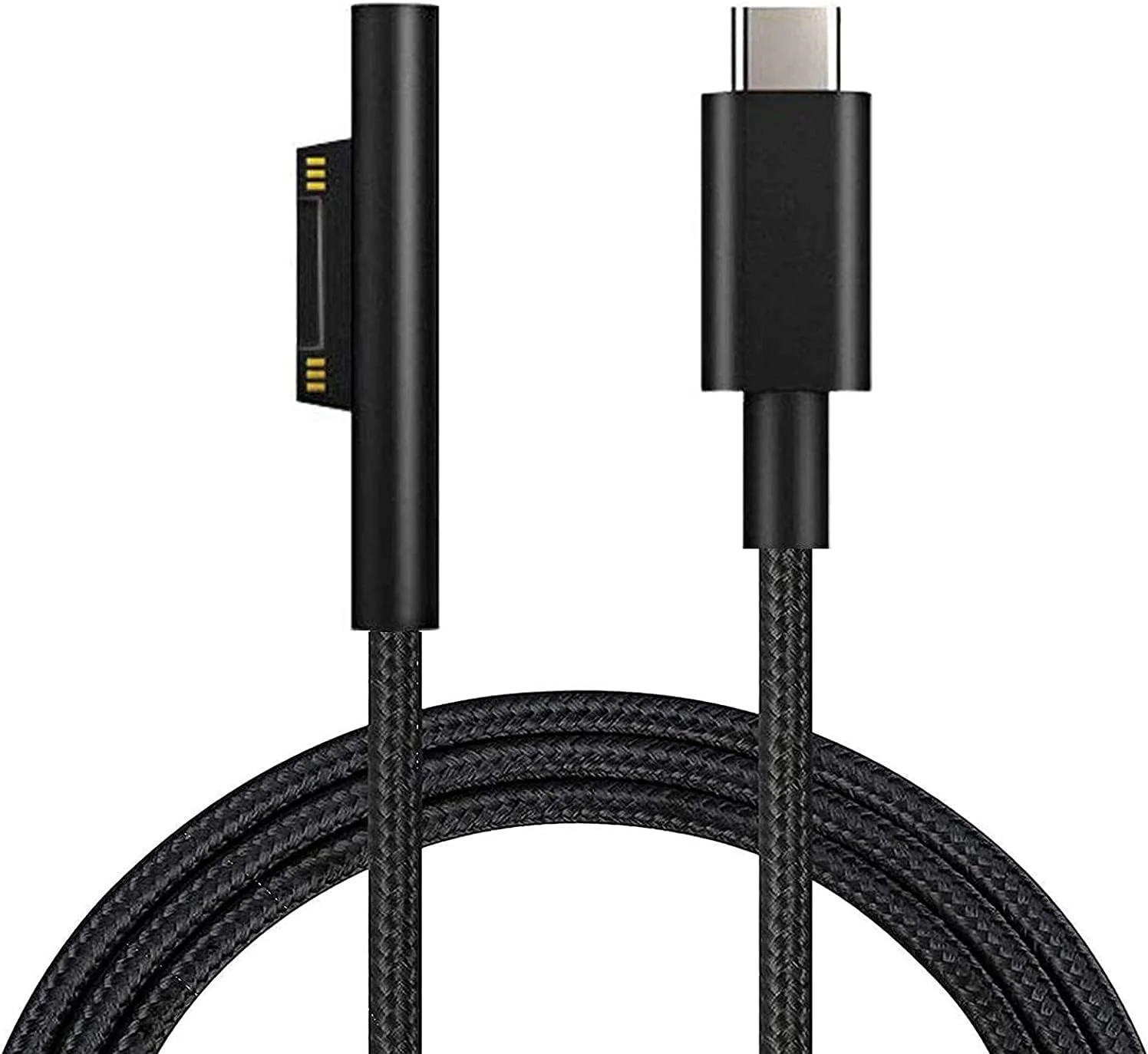 کابل شارژ ELECDON با روکش نایلونی بافته شده Surface Connect به USB C، سازگار با Microsoft Surface Pro 7/6/5/4/3 Go3/2/1 Laptop4/3/2/1، باید با شارژر 45W 15V3A USB-C کار کند (مشکی، 1.8 متر)