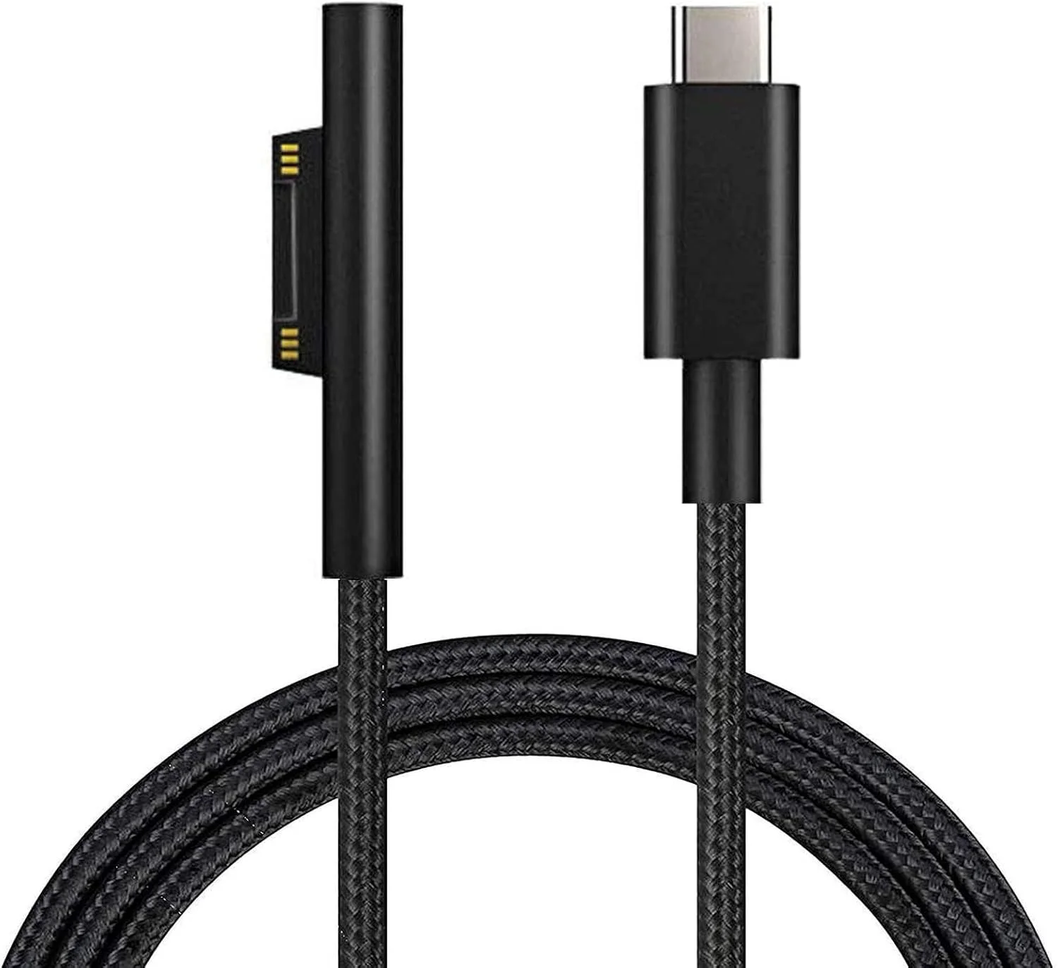 کابل شارژ فلزی بافته شده SANMUGEED Surface به USB-C طول 1.5 متر، سازگار با Microsoft Surface Pro7 Go2 Pro6 5/4/3 Laptop3/2/1، کار با شارژر 45W 15V3A USBC