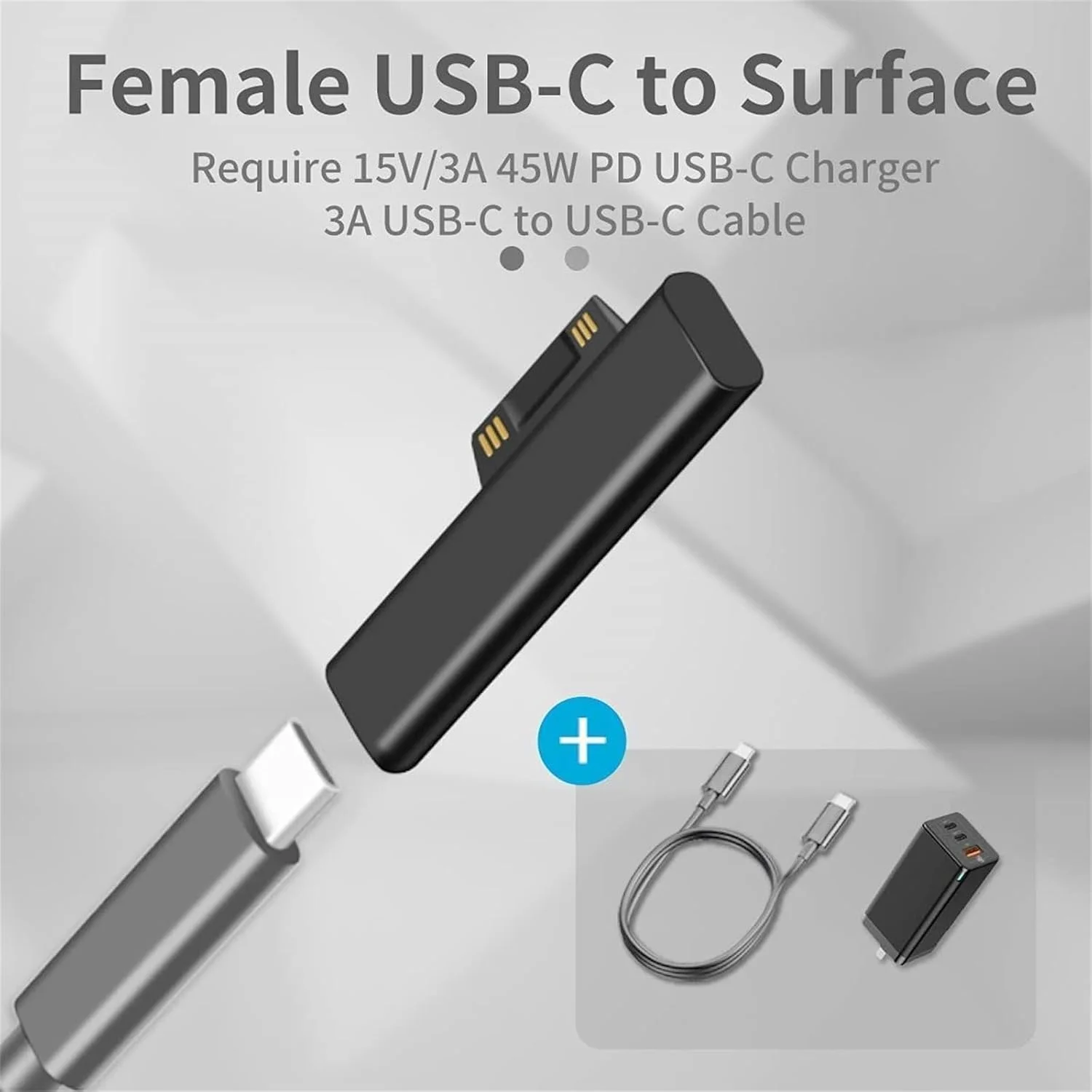 آداپتور شارژ 2 عددی Surface Connect به USB C، آداپتور مغناطیسی، کانکتور شارژ C مناسب برای Microsoft Surface Pro 3/4/5/6 Pro GO Laptop Book 1/2