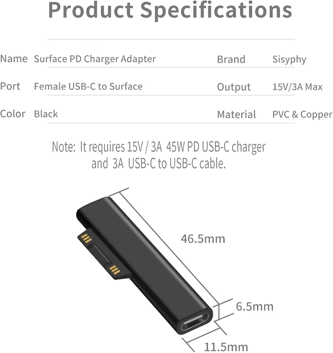 آداپتور شارژ 2 عددی Surface Connect به USB C، آداپتور مغناطیسی، کانکتور شارژ C مناسب برای Microsoft Surface Pro 3/4/5/6 Pro GO Laptop Book 1/2