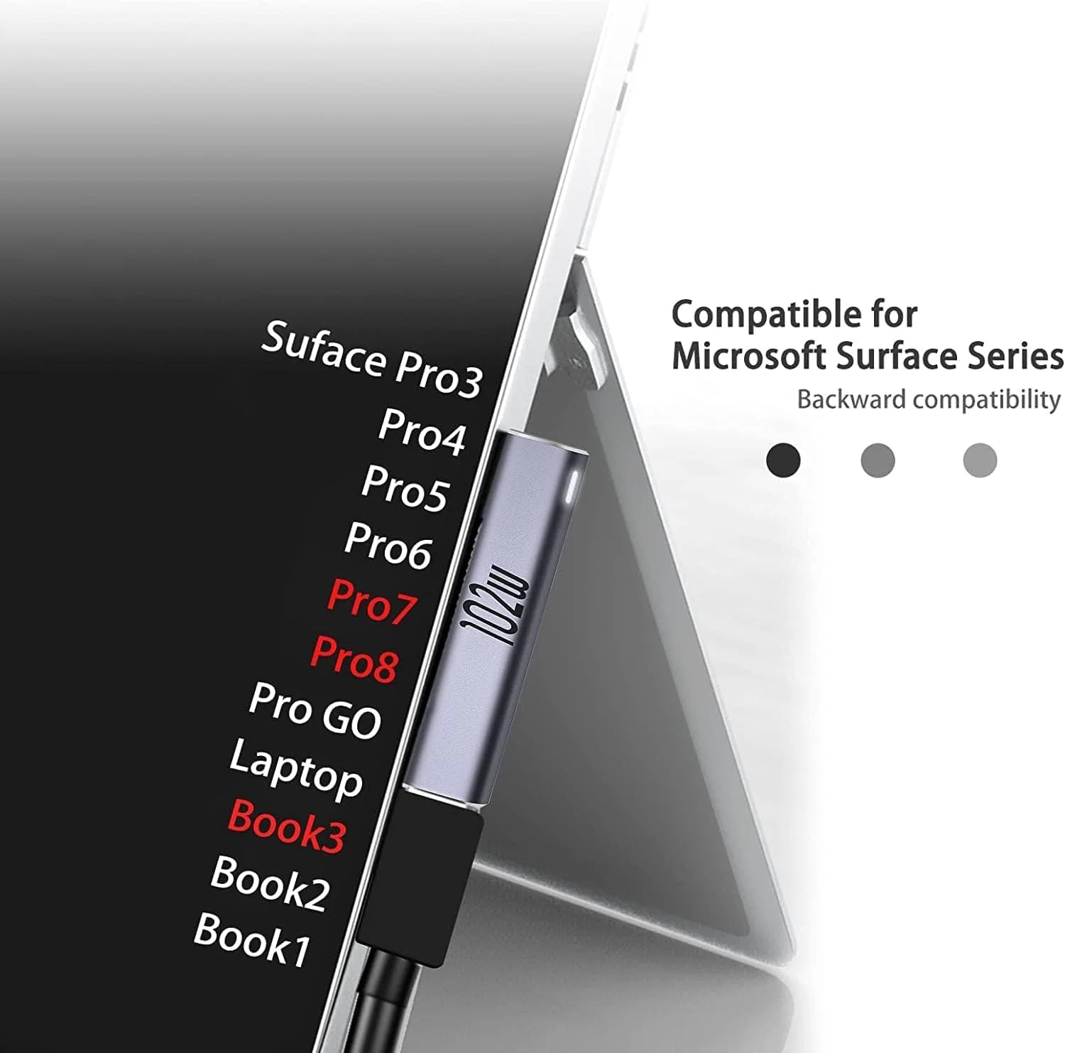 آداپتور تبدیل Microsoft Surface Connect به Type-C مادگی، 120W PD 15V-3A/6.8A کابل شارژر USB Type-C سازگار با Microsoft Surface Pro Series، Surface Book Series، Surface Laptop Series آداپتور تبدیل Microsoft Surface Connect به Type-C مادگی، 120W PD 15V-3A/6.8A کابل شارژر USB Type-C سازگار با Microsoft Surface Pro Series، Surface Book Series، Surface Laptop Series