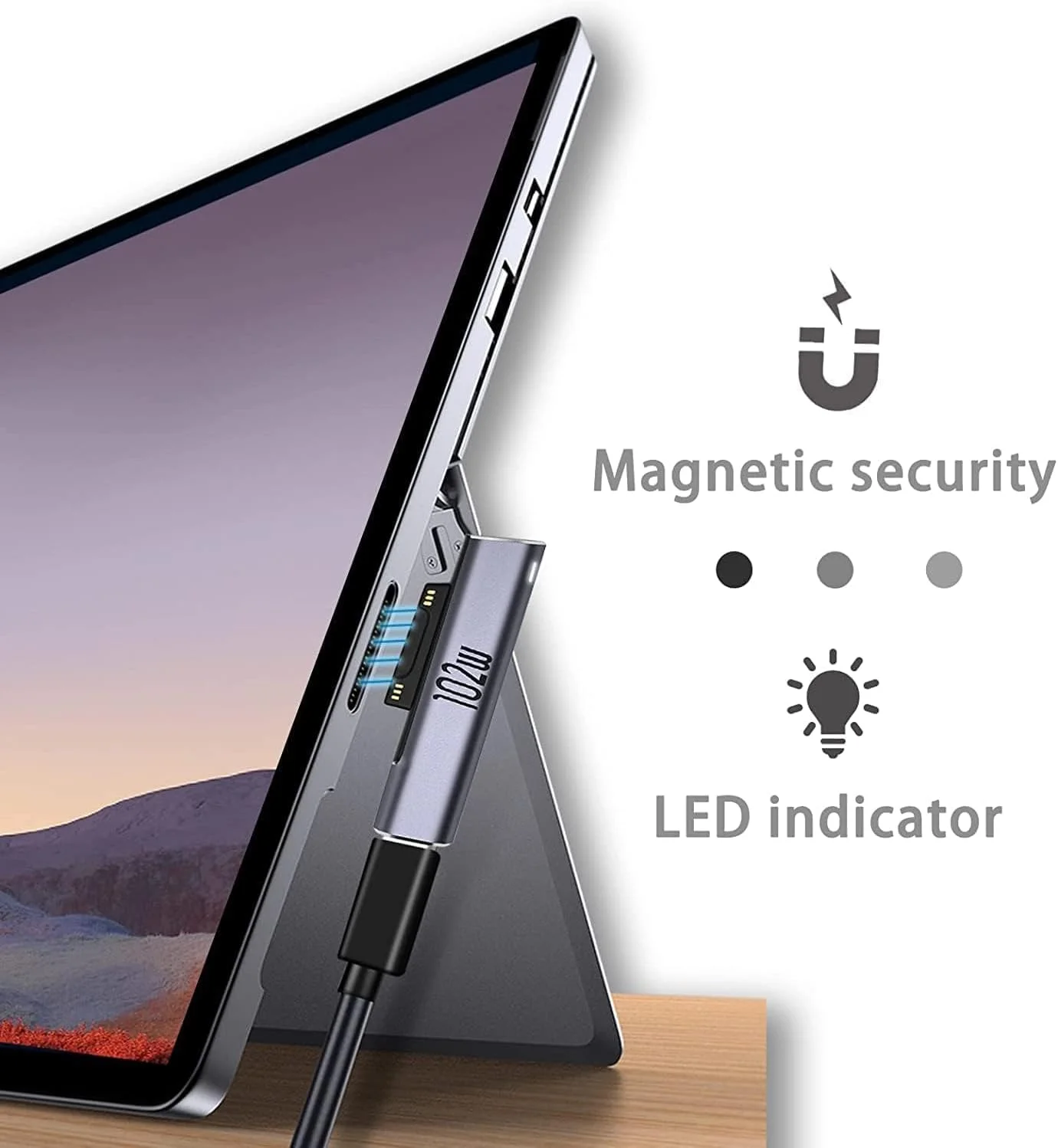 آداپتور تبدیل سرفیس کانکت به Type-C مادگی خزنه، شارژر 120W PD 15V-3A/6.8A USB Type-C سازگار با سری Microsoft Surface Pro