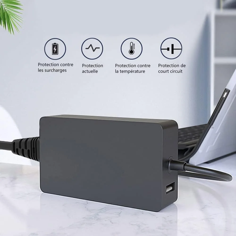 شارژر لپ تاپ FSKE 15V 2.58A 44W برای کامپیوترهای نوت بوک مایکروسافت سرفیس، سیم برق، آداپتور AC سری Aspire Extensa TravelMate TimelineX