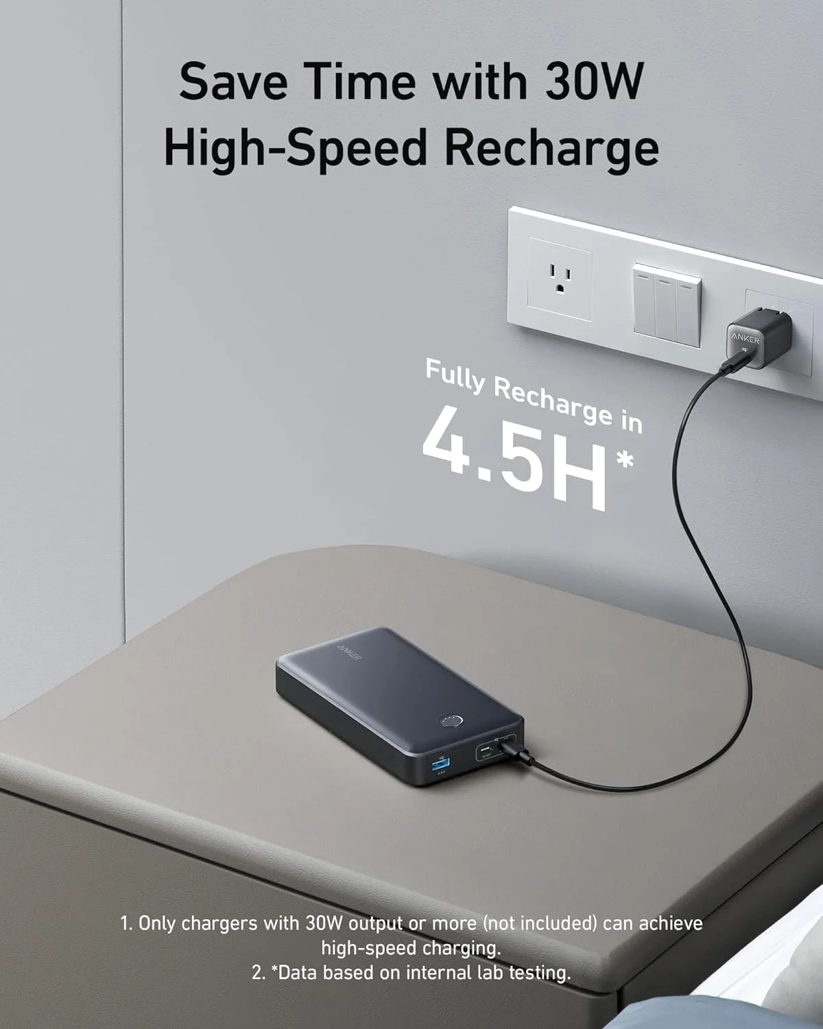پاور بانک انکر، 24000 میلی آمپر ساعت، شارژر قابل حمل 65 واتی، پاور بانک 537 (PowerCore 24K برای لپ تاپ)، برای Dell XPS، Microsoft Surface، iPad Pro، سری iPhone 16/15، Macbook، Apple Watch Series 5 و غیره