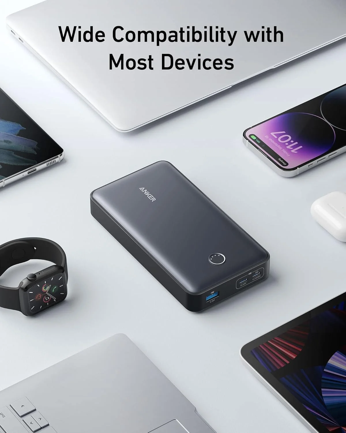 پاور بانک انکر، 24000 میلی آمپر ساعت، شارژر قابل حمل 65 واتی، پاور بانک 537 (PowerCore 24K برای لپ تاپ)، برای Dell XPS، Microsoft Surface، iPad Pro، سری iPhone 16/15، Macbook، Apple Watch Series 5 و غیره