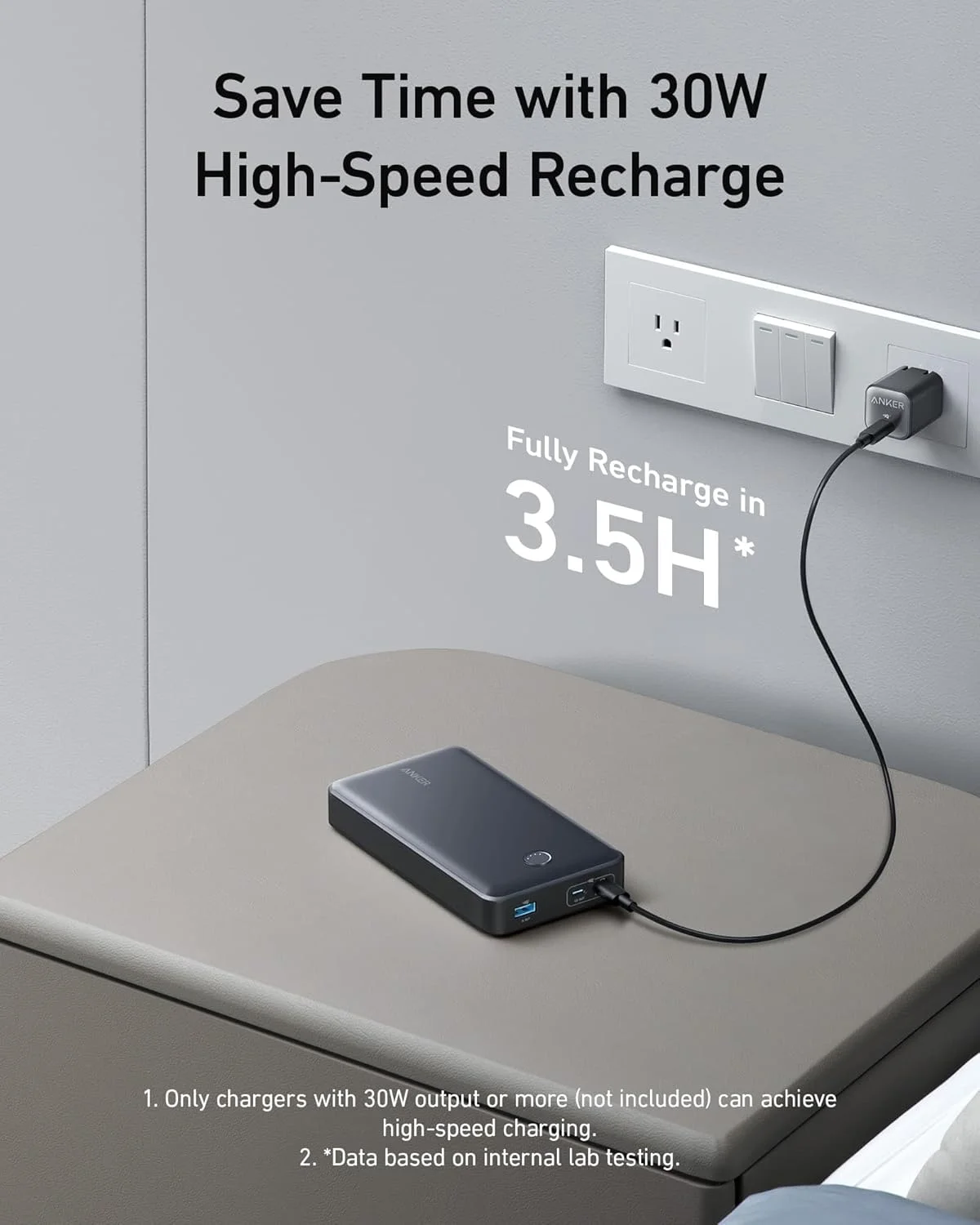 پاور بانک انکر، 24000 میلی آمپر ساعت، شارژر قابل حمل 65 واتی، پاور بانک 537 (PowerCore 24K برای لپ تاپ)، برای Dell XPS، Microsoft Surface، iPad Pro، سری iPhone 16/15، Macbook، Apple Watch Series 5 و غیره