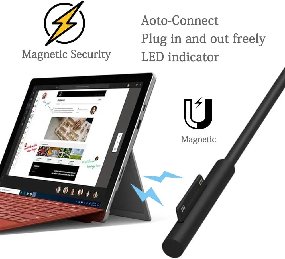 کابل شارژ E-MOSOST Microsoft Surface Connect به USB-C PD 15V برای Surface Pro، Book، Laptop، Go (USBC نر)