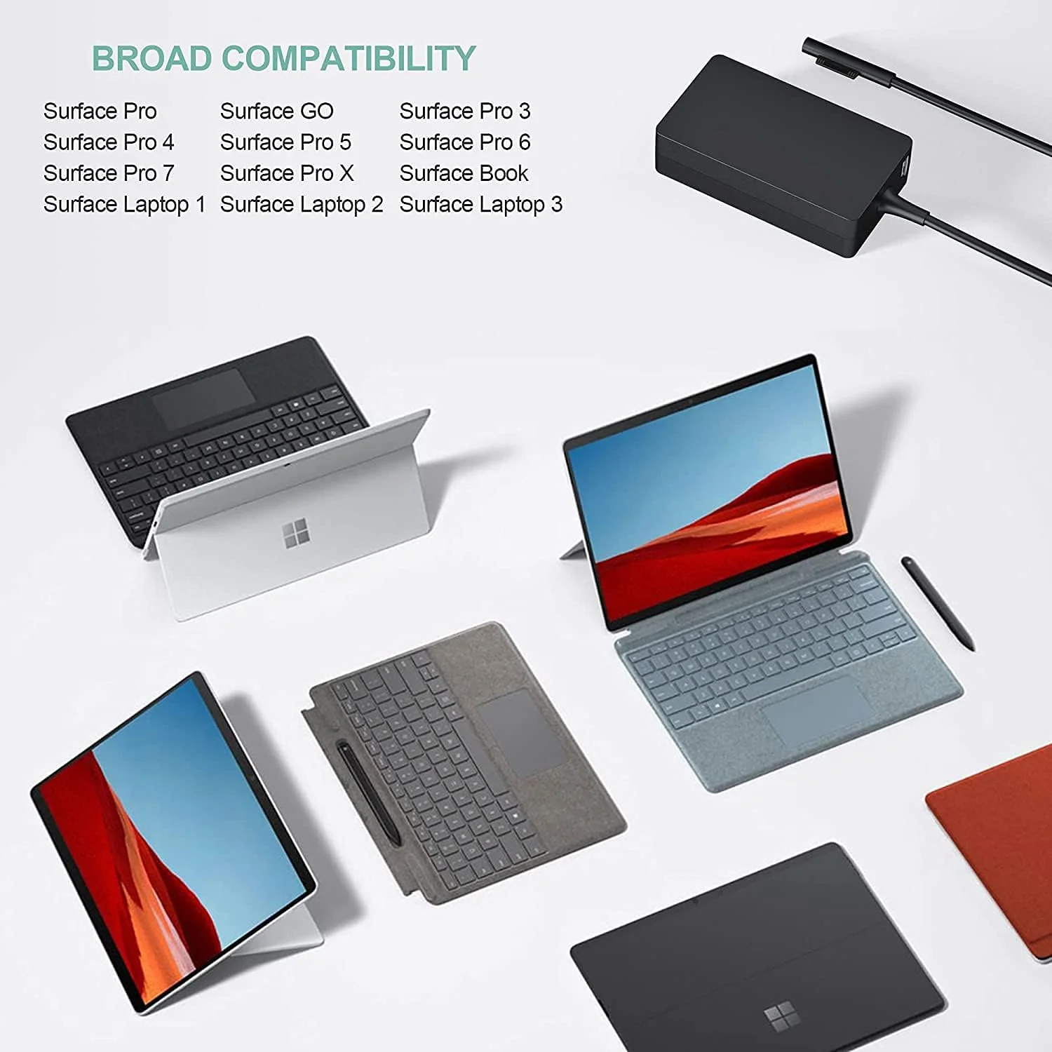 شارژر لپ تاپ سرفیس پرو، 44 وات 15 ولت 2.58 آمپر سازگار با Microsoft Surface Pro 3/4/5/6/7/Pro X، Microsoft Surface Laptop 1/2/3، Surface GO/Book با پورت USB و سیم افزایش طول، منبع تغذیه سرفیس شارژر لپ تاپ سرفیس پرو، 44 وات 15 ولت 2.58 آمپر سازگار با Microsoft Surface Pro 3/4/5/6/7/Pro X، Microsoft Surface Laptop 1/2/3، Surface GO/Book با پورت USB و سیم افزایش طول، منبع تغذیه سرفیس