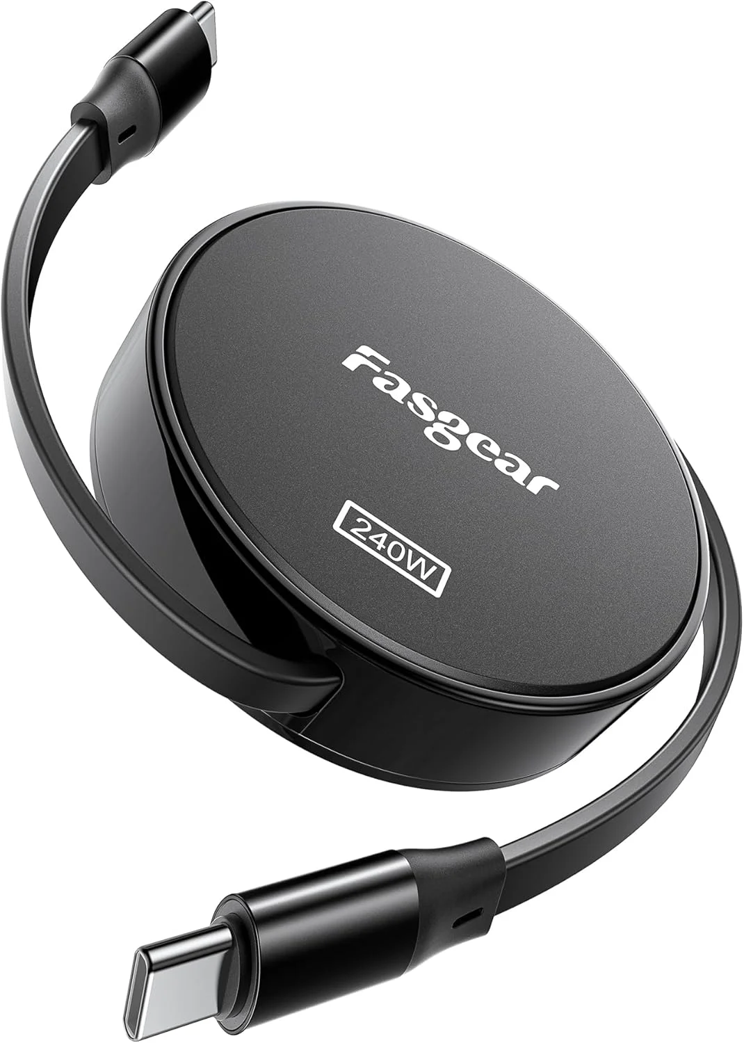کابل USB C به USB C فست گیر 240 وات، 1 متر جمع شونده، کابل شارژ سریع 5 آمپر نوع C برای شارژر USB C 100 وات [4 طول کشش] سازگار با آیفون 15، سامسونگ گلکسی Z Flip5 S23، مک بوک پرو (مشکی)