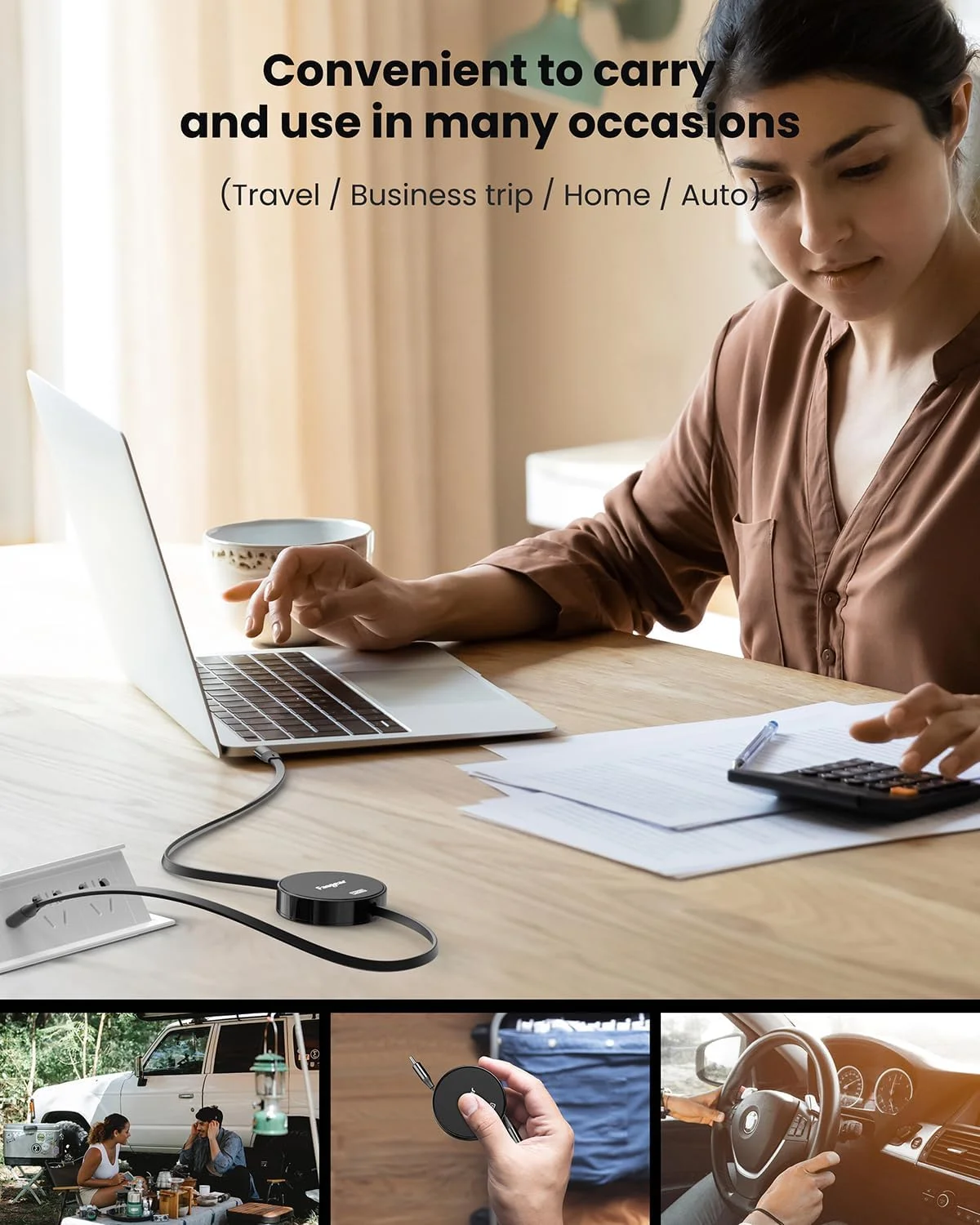کابل USB C به USB C فست گیر 240 وات، 1 متر جمع شونده، کابل شارژ سریع 5 آمپر نوع C برای شارژر USB C 100 وات [4 طول کشش] سازگار با آیفون 15، سامسونگ گلکسی Z Flip5 S23، مک بوک پرو (مشکی)