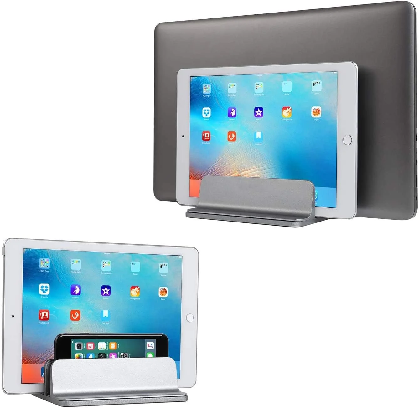 پایه نگهدارنده عمودی لپ تاپ Smilee، پایه رومیزی قابل تنظیم نگهدارنده لپ تاپ (تا 17.3 اینچ) سازگار با تمام MacBook Pro/Air/Microsoft Surface (2 اسلات، خاکستری) پایه نگهدارنده عمودی لپ تاپ Smilee، پایه رومیزی قابل تنظیم نگهدارنده لپ تاپ (تا 17.3 اینچ) سازگار با تمام MacBook Pro/Air/Microsoft Surface (2 اسلات، خاکستری)