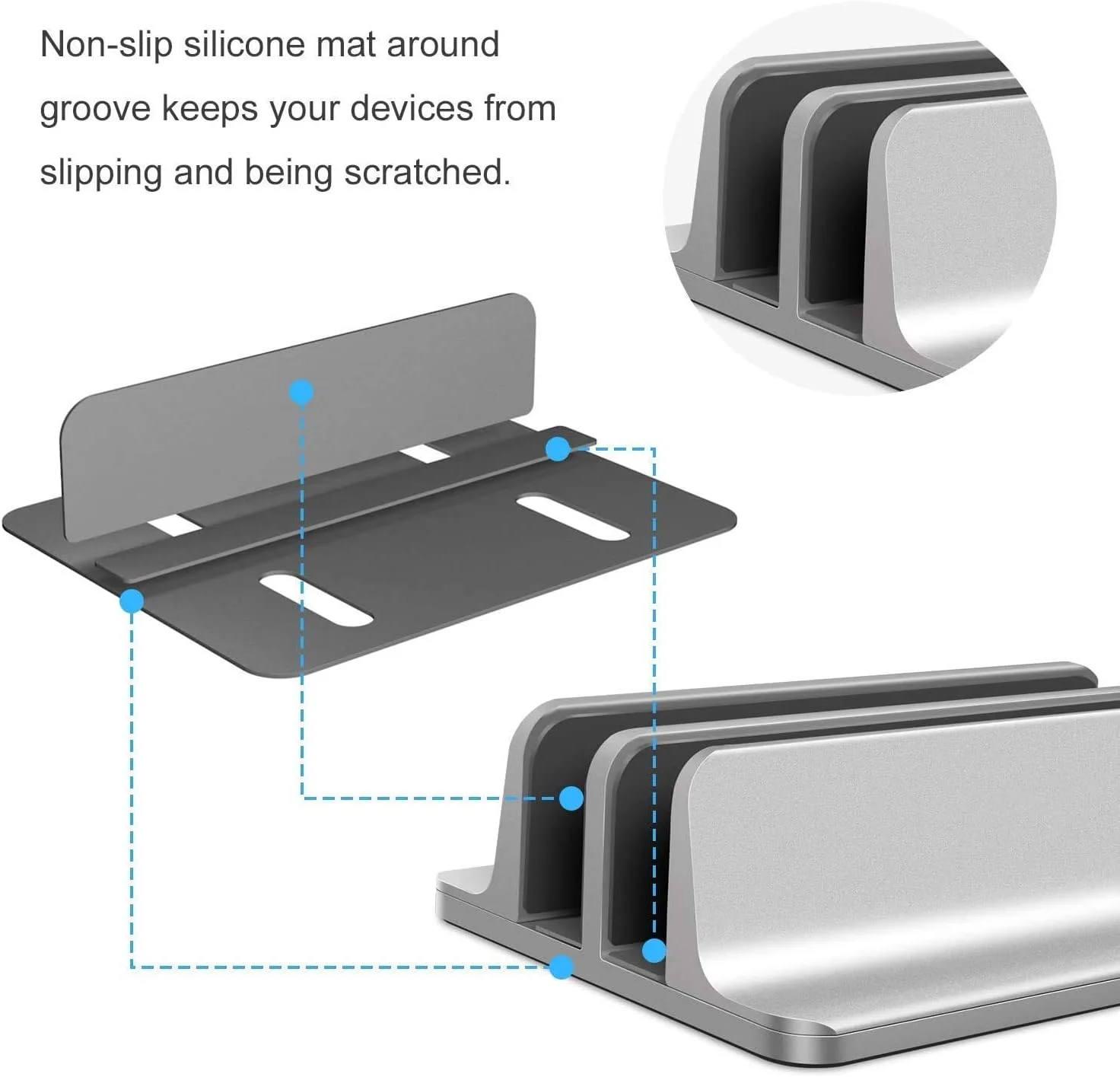 پایه نگهدارنده عمودی لپ تاپ Smilee، پایه رومیزی قابل تنظیم نگهدارنده لپ تاپ (تا 17.3 اینچ) سازگار با تمام MacBook Pro/Air/Microsoft Surface (2 اسلات، خاکستری) پایه نگهدارنده عمودی لپ تاپ Smilee، پایه رومیزی قابل تنظیم نگهدارنده لپ تاپ (تا 17.3 اینچ) سازگار با تمام MacBook Pro/Air/Microsoft Surface (2 اسلات، خاکستری)