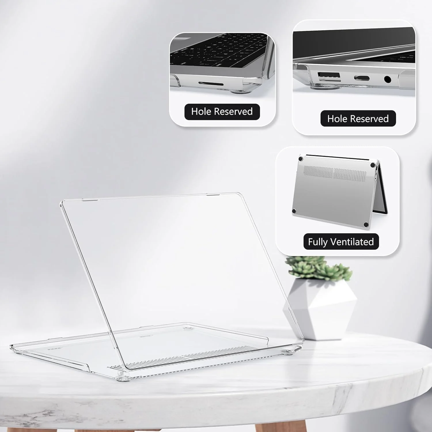 کاور محافظ شفاف T Tersely مناسب برای لپ تاپ 13.5 اینچی Microsoft Surface Laptop 5/4/3 با کیبورد فلزی (مدل: 1951/1868)، کاور سخت پلاستیکی محافظ شفاف + روکش کیبورد - شفاف