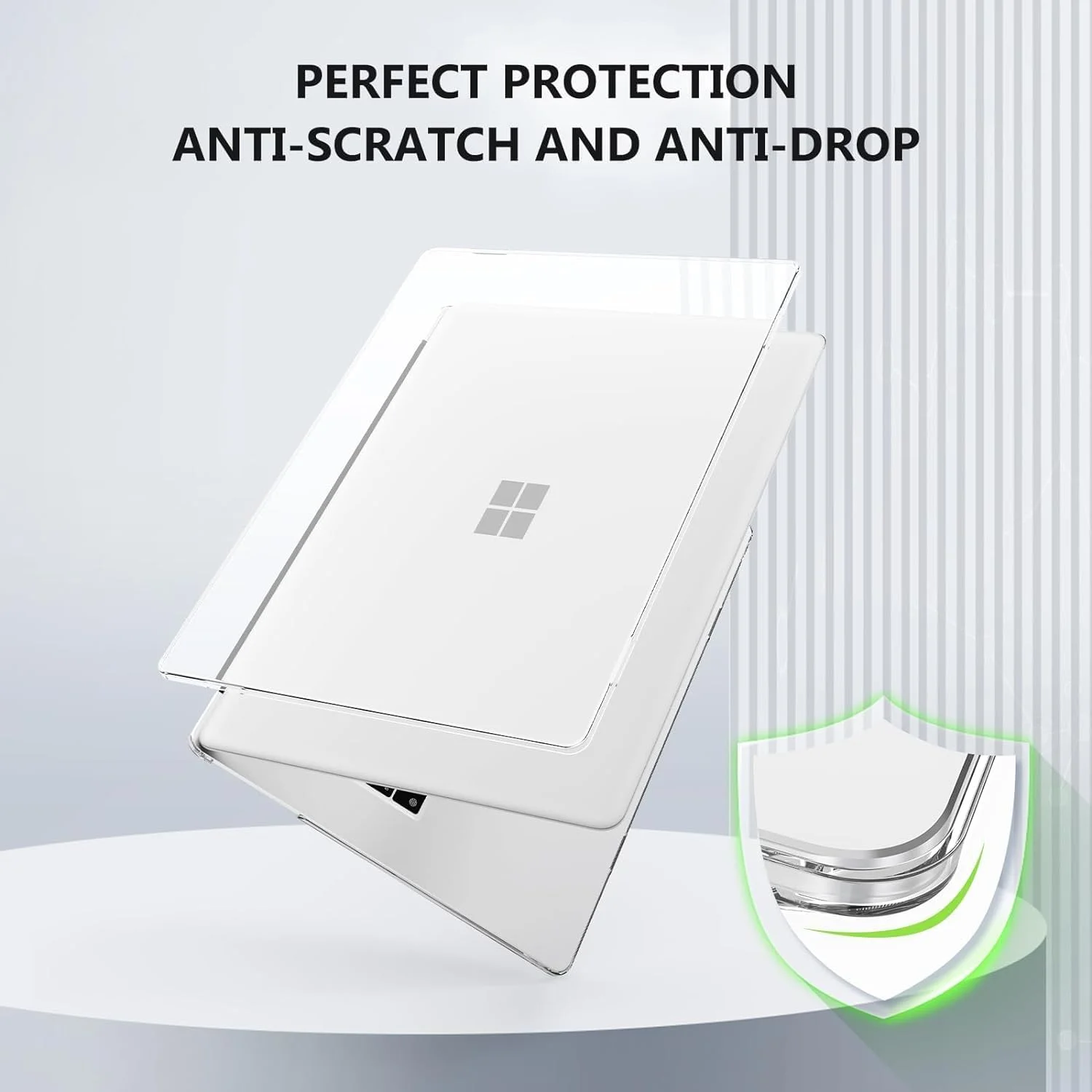 کاور محافظ شفاف T Tersely مناسب برای لپ تاپ 13.5 اینچی Microsoft Surface Laptop 5/4/3 با کیبورد فلزی (مدل: 1951/1868)، کاور سخت پلاستیکی محافظ شفاف + روکش کیبورد - شفاف