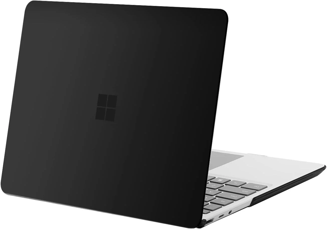 کیف محافظ موسیسو سازگار فقط با مایکروسافت Surface Laptop Go 3/2/1 12.4 اینچی نسخه 2023-2020 (مدل ها: 2013 و 1943)، کاور محافظ پلاستیکی سخت، مشکی