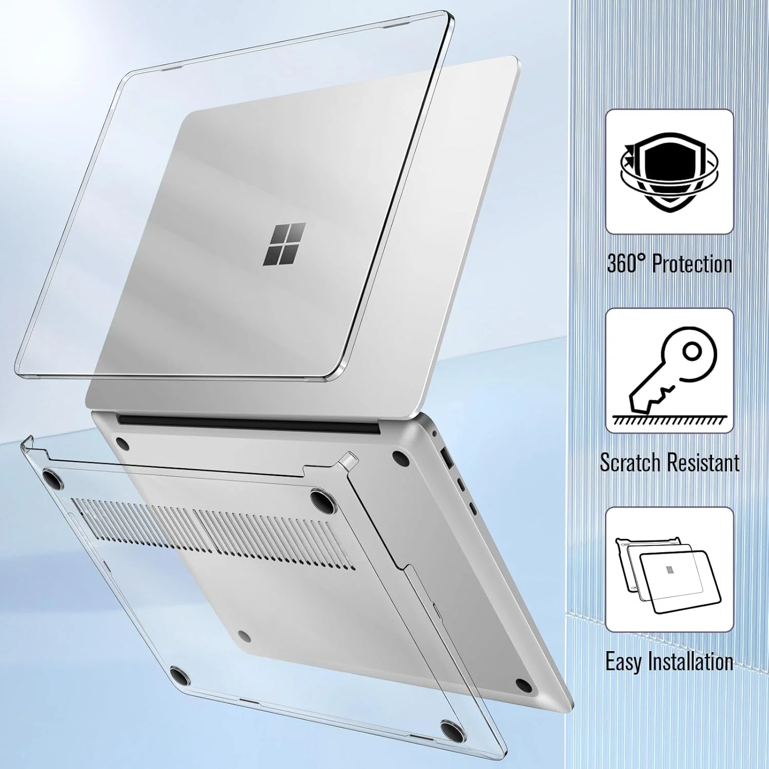 کاور محافظ Fintie سازگار با لپ تاپ 13.8 اینچی Microsoft Surface Laptop 7، قاب سخت و فوق العاده نازک، شفاف کاور محافظ Fintie سازگار با لپ تاپ 13.8 اینچی Microsoft Surface Laptop 7، قاب سخت و فوق العاده نازک، شفاف