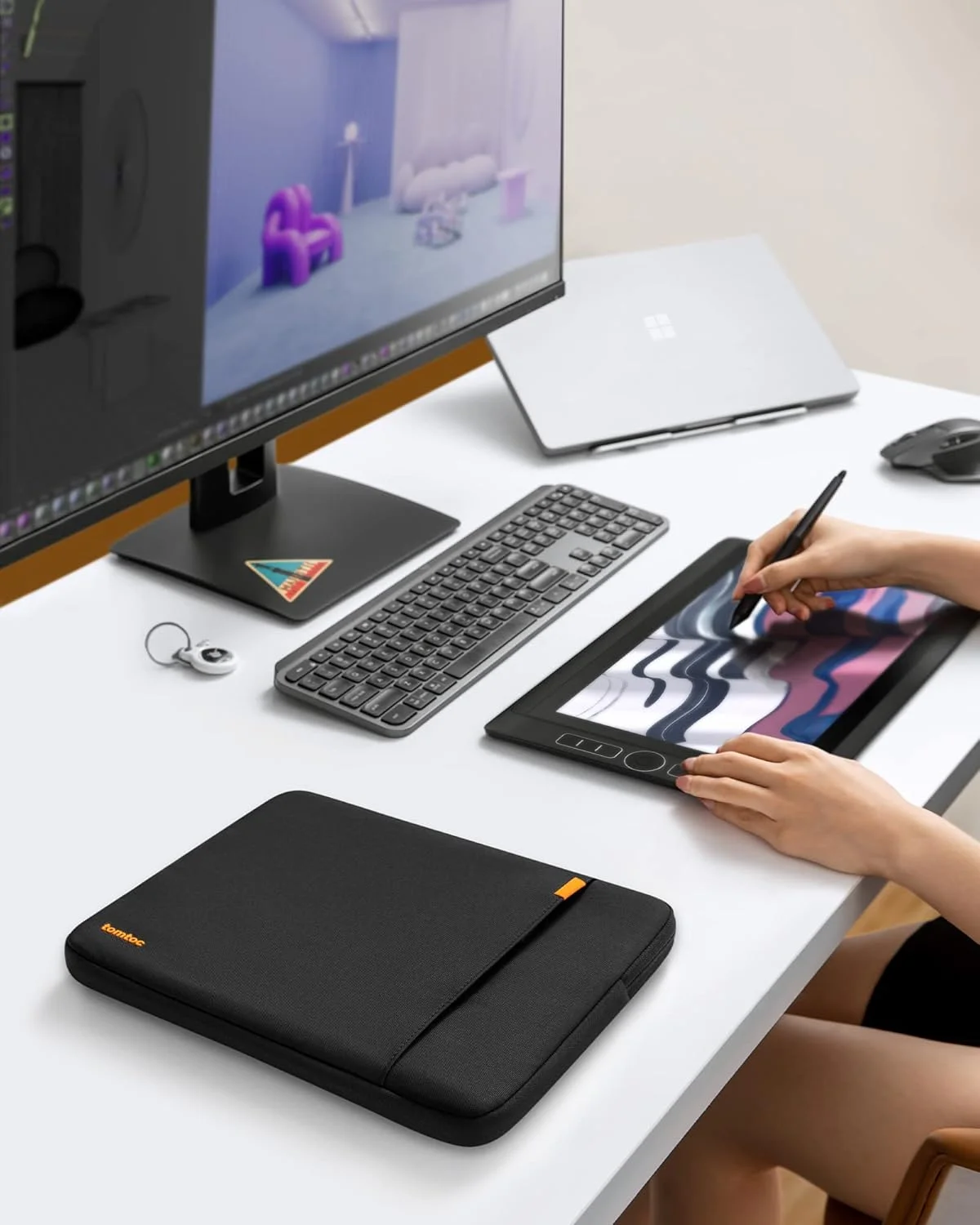 کیف محافظ لپ تاپ Tomtoc 360 درجه برای Microsoft Surface Book 2 13.5 اینچی، Surface Laptop 2017، کیف محافظ تبلت لپ تاپ 13 اینچی مقاوم در برابر نفوذ مایعات، ضد ضربه، آبی مشکی کیف محافظ لپ تاپ Tomtoc 360 درجه برای Microsoft Surface Book 2 13.5 اینچی، Surface Laptop 2017، کیف محافظ تبلت لپ تاپ 13 اینچی مقاوم در برابر نفوذ مایعات، ضد ضربه، آبی مشکی