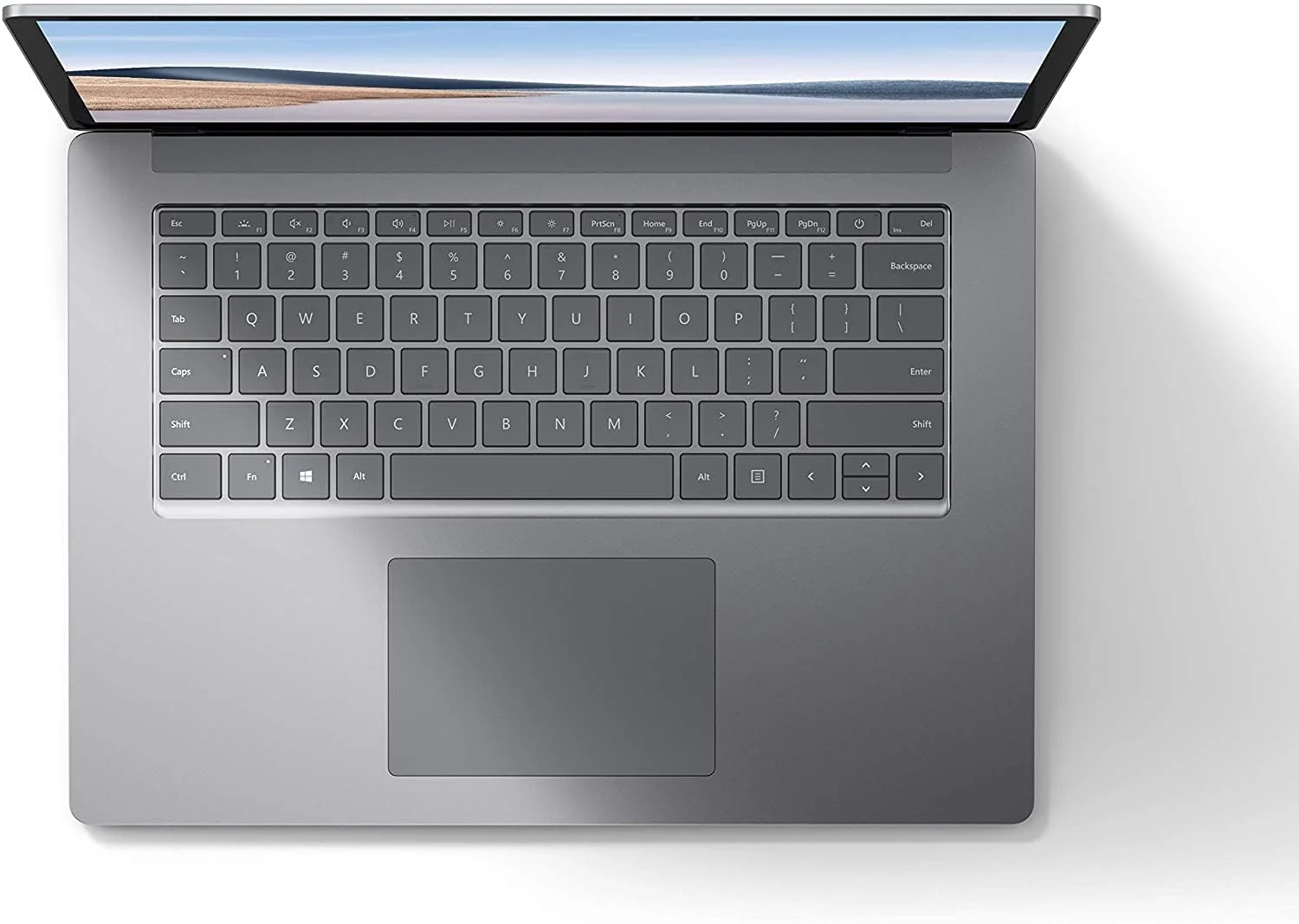لپ تاپ لمسی مایکروسافت Surface Laptop 4 [5UI-00040]، صفحه نمایش 15 اینچی PixelSense، پردازنده AMD Ryzen 7 4980U، رم 8 گیگابایتی، SSD 256 گیگابایتی، گرافیک AMD Radeon، ویندوز 11، رنگ پلاتینیوم، صفحه کلید انگلیسی-عربی (تجدید شده)
