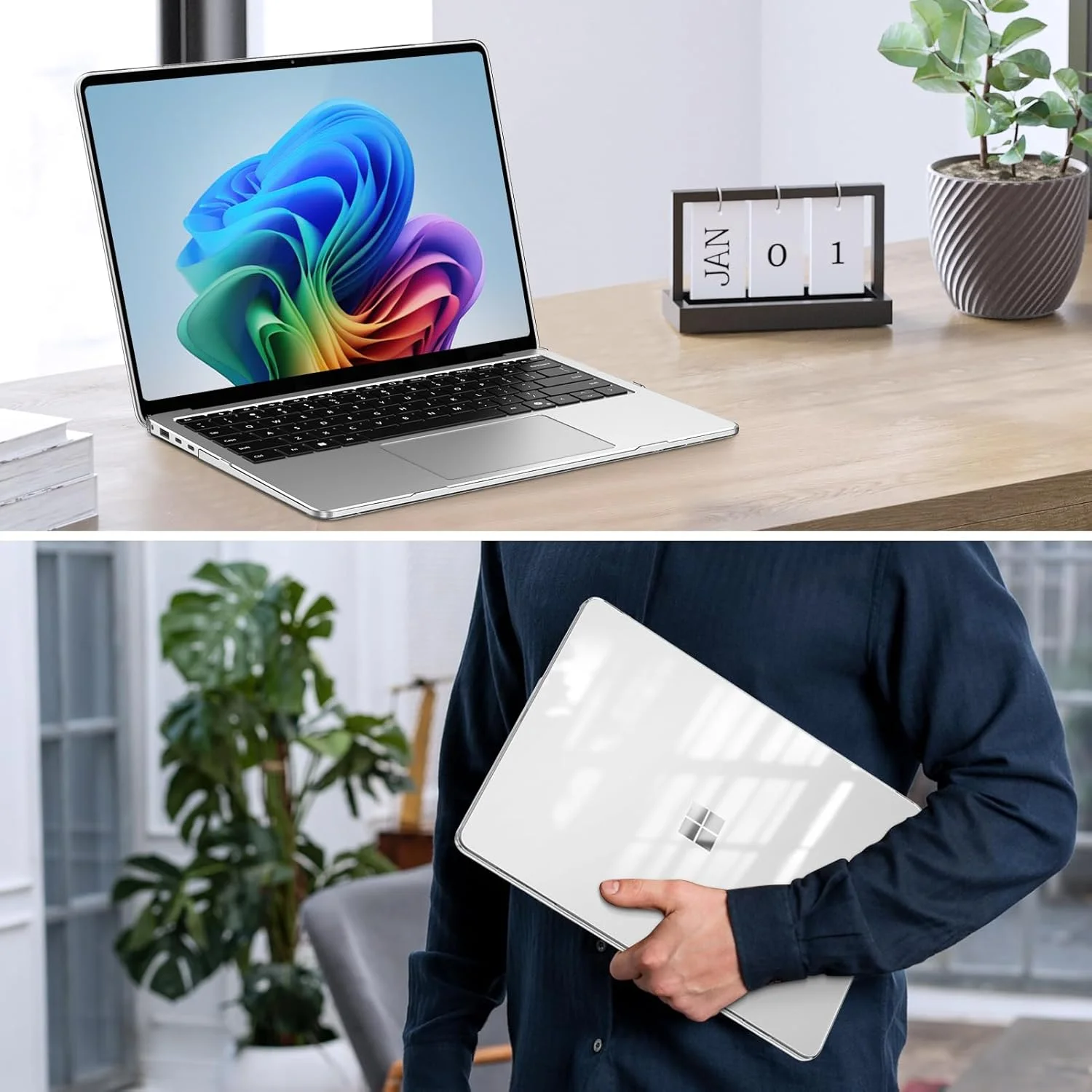 کاور محافظ Fintie سازگار با لپ تاپ 13.8 اینچی Microsoft Surface Laptop 7، قاب محافظ سخت و فوق العاده نازک، شفاف کاور محافظ Fintie سازگار با لپ تاپ 13.8 اینچی Microsoft Surface Laptop 7، قاب محافظ سخت و فوق العاده نازک، شفاف