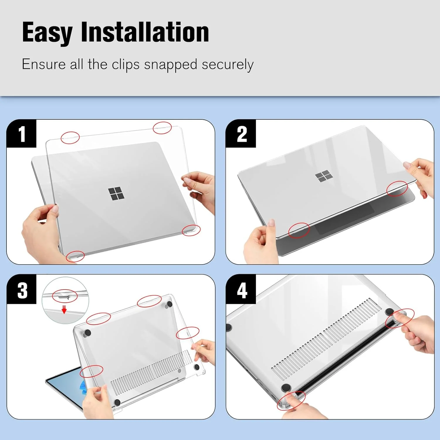 کاور محافظ Fintie سازگار با لپ تاپ 13.8 اینچی Microsoft Surface Laptop 7، قاب محافظ سخت و فوق العاده نازک، شفاف کاور محافظ Fintie سازگار با لپ تاپ 13.8 اینچی Microsoft Surface Laptop 7، قاب محافظ سخت و فوق العاده نازک، شفاف