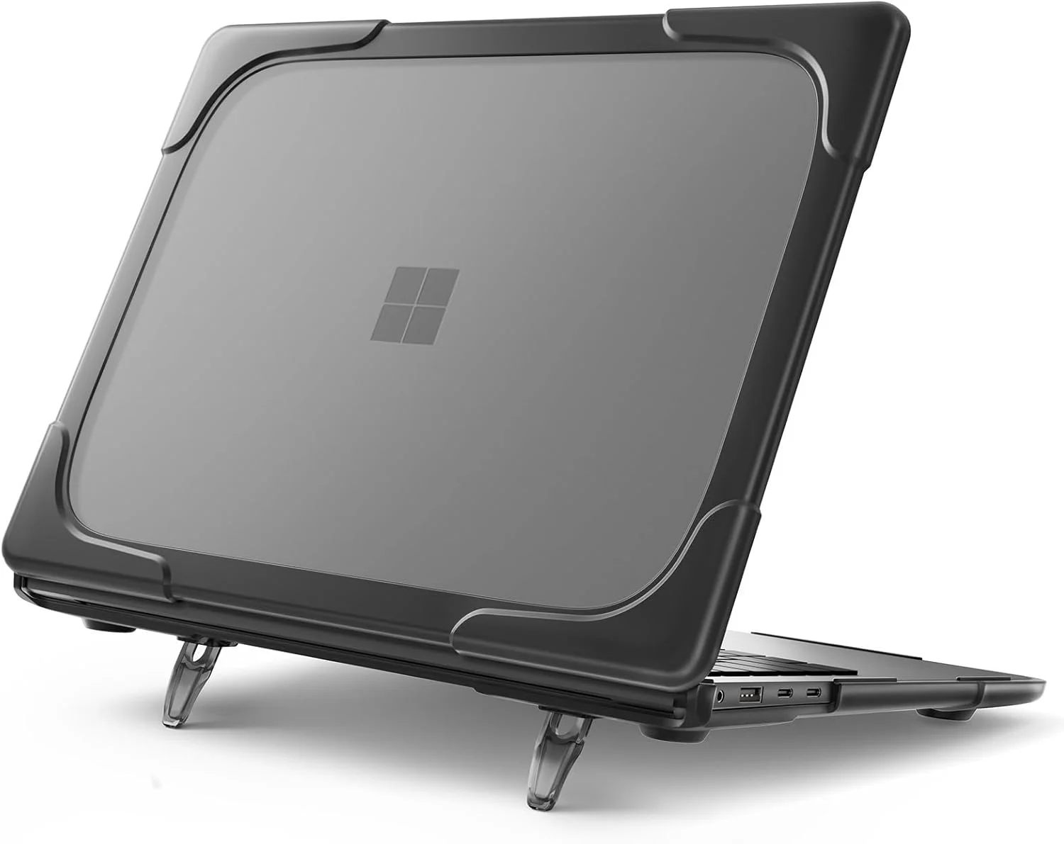 قاب محافظ سنگین Gruattreay سازگار با Microsoft Surface Laptop 7 13.8 اینچی (2024)، با پایه تاشو، قاب خنک کننده مات و یخ زده - پوشش محافظ بادوام، شیک و ضد ضربه (مشکی)